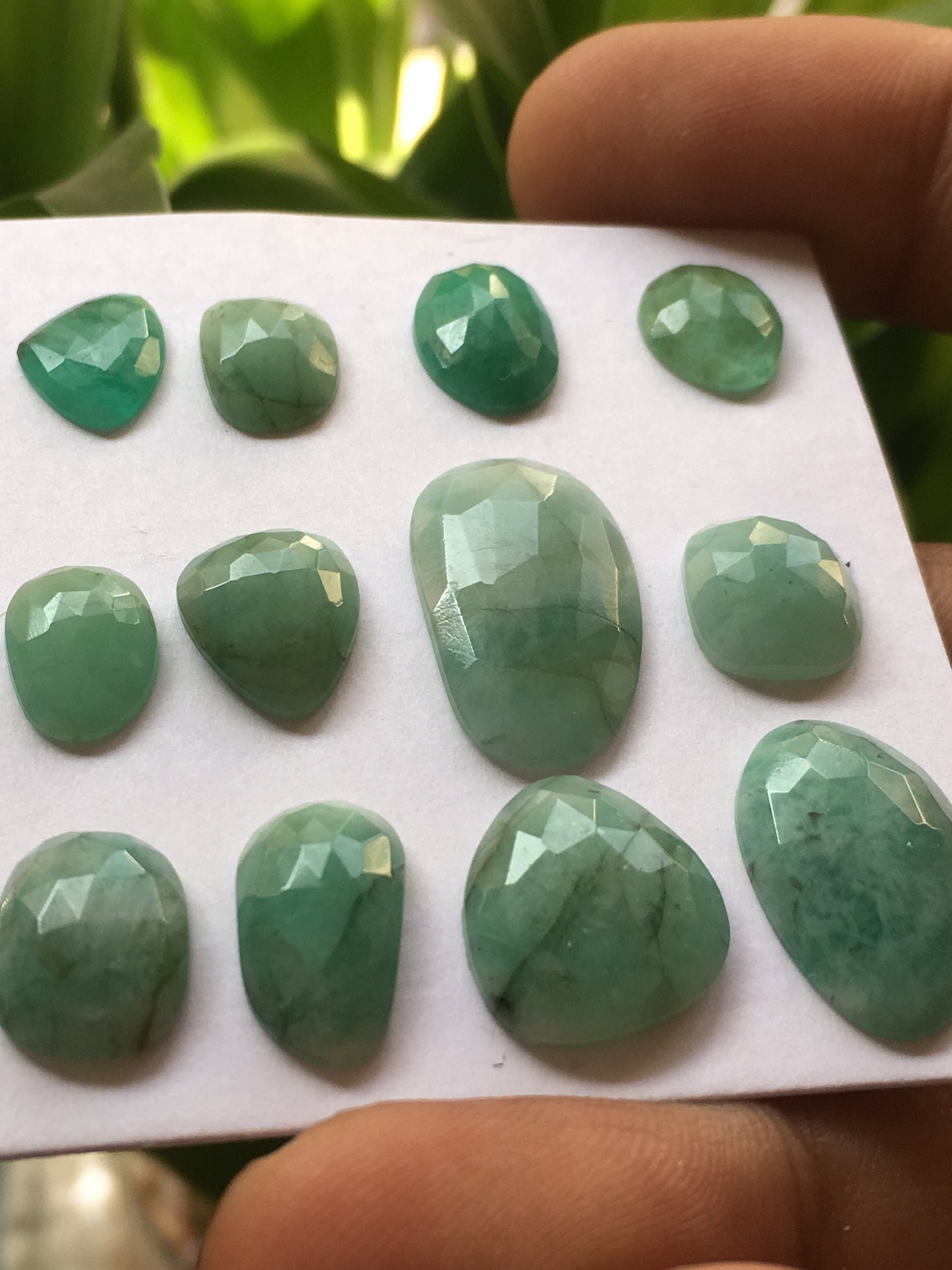 Rare big size Rosecut emerald flats beautiful lot wt 32 carat size 10x8mm to 20x12mm emerald rosecut pcs 12 natural emerald pendant