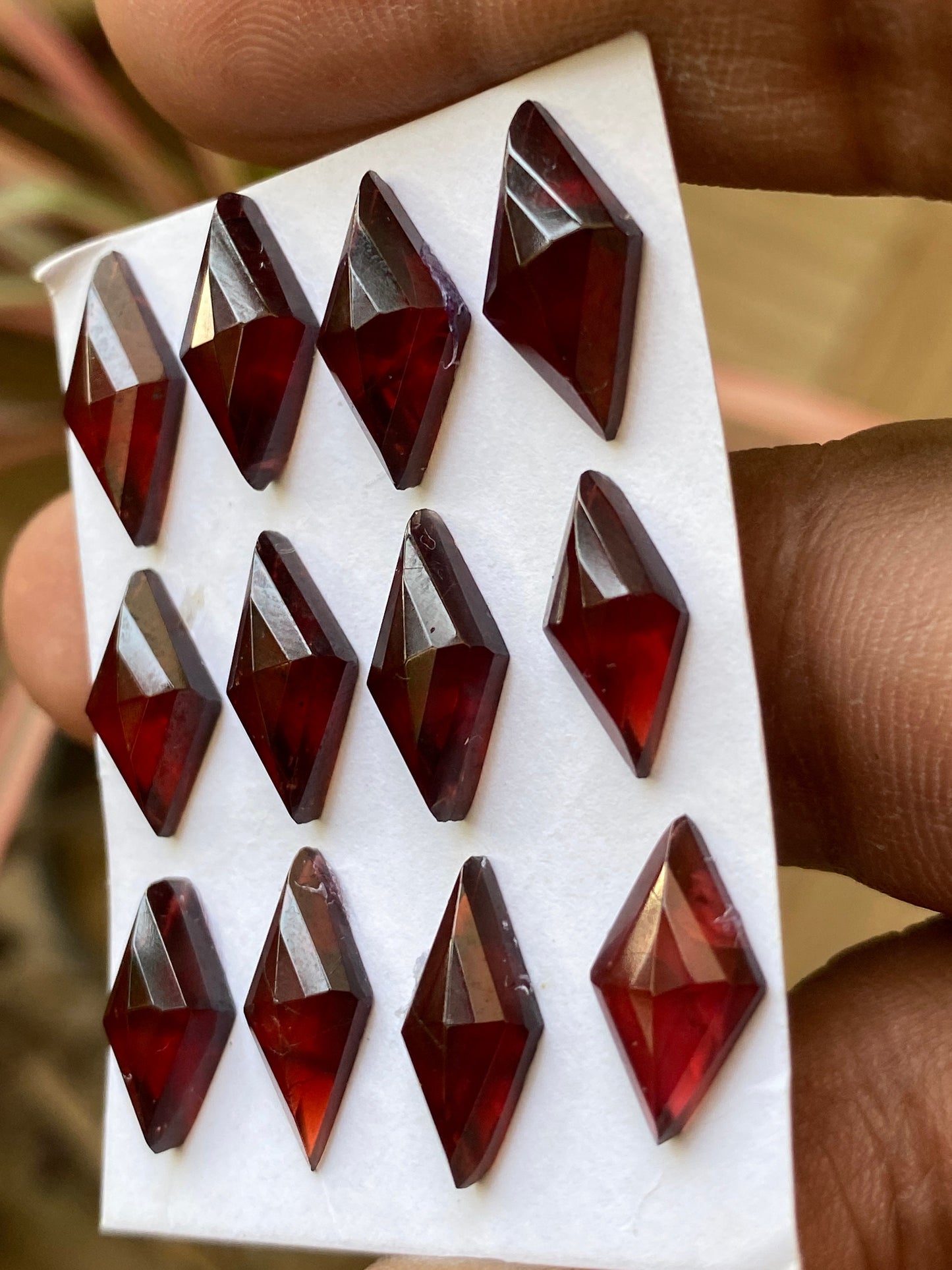 Dazzling Red garnet diamond shape step cut aaa quality wt 35 cts pcs 12 size 13.5x8mm-16x7.5mm red  garnet stepcut diamond