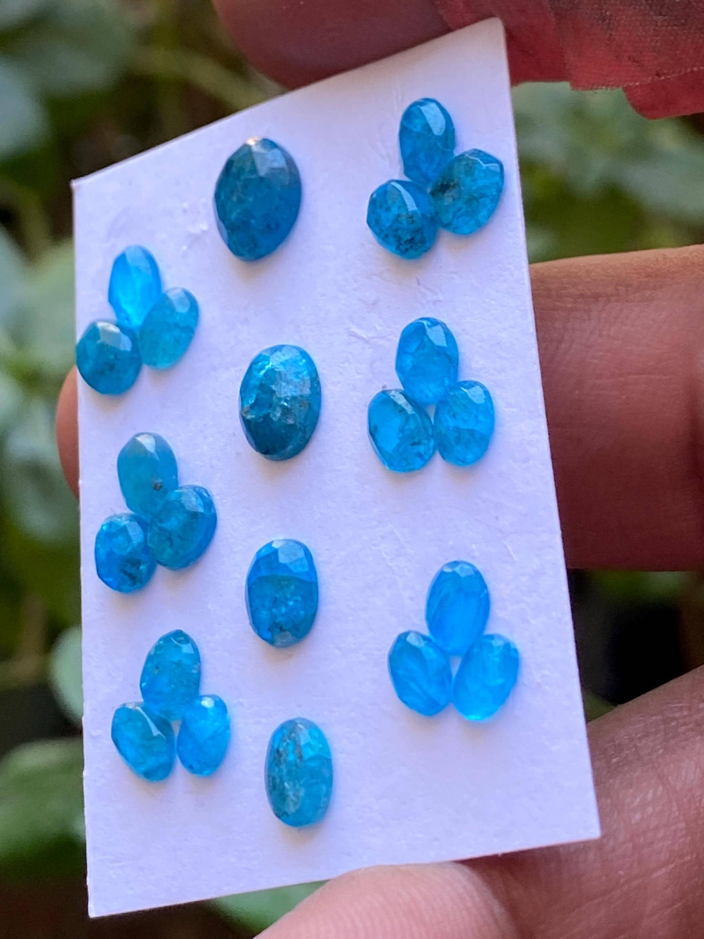 Stunning Neon Blue apatite rosecut wholesale lot wt 12 cts pcs 22 size 5.1x3.8mm-8.4x6.8mm rosecut neon blue apatite flats apatite rosecut