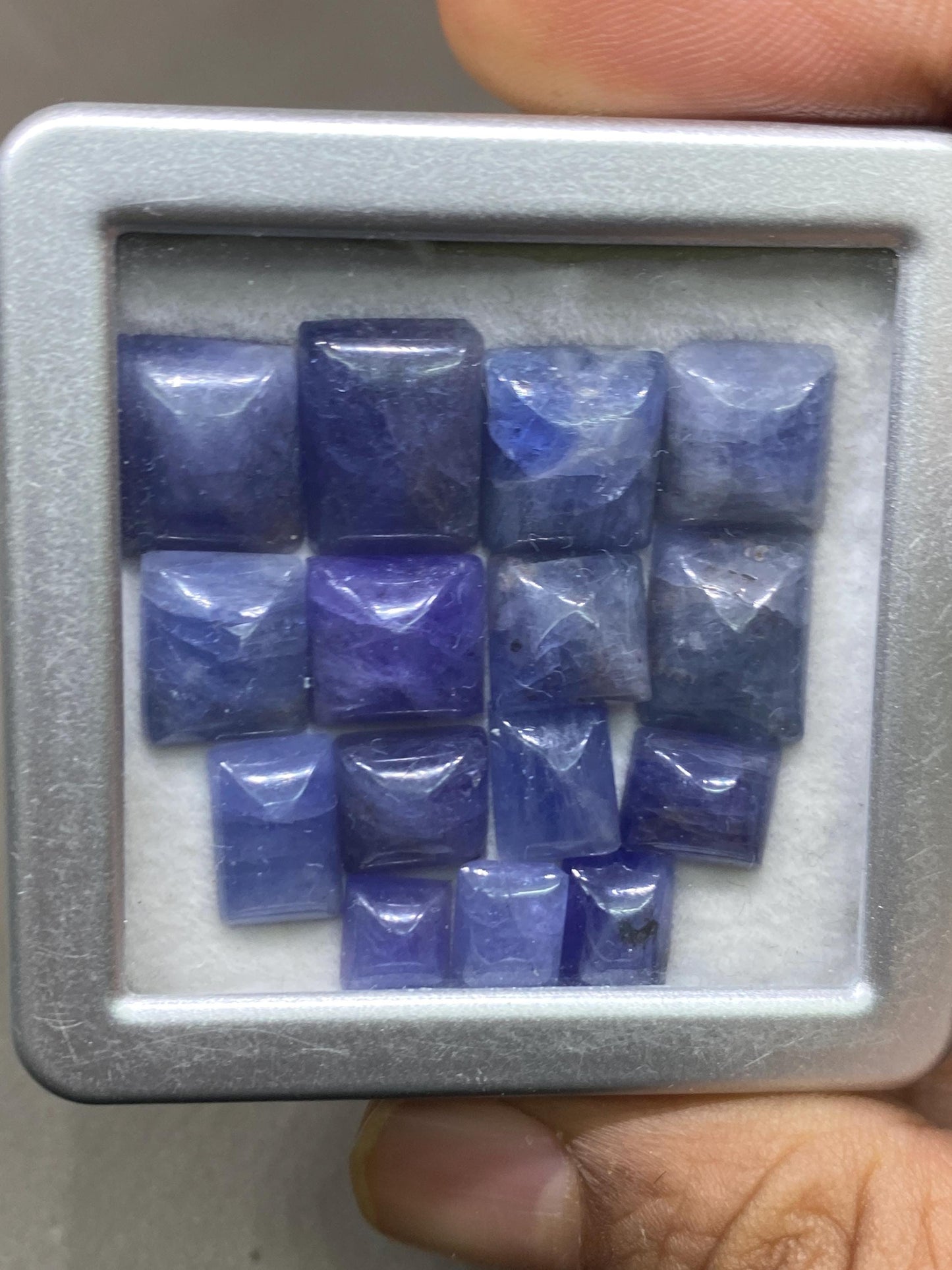 Stunning rare tanzanite  sugar loaf cabochons  weight 69.75  cts pcs 15 size 6.7x6.4mm-13.9x10mm tanzanite sugarloaf cabcohon