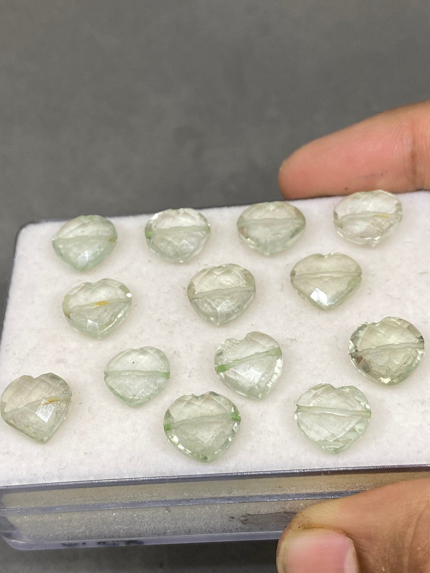 Gorgeous rare Green amethyst quartz faceted heart shape carving briolette drilled pcs 13 wt 62 cts  size 11mm-12mm amethyst heart  briolette