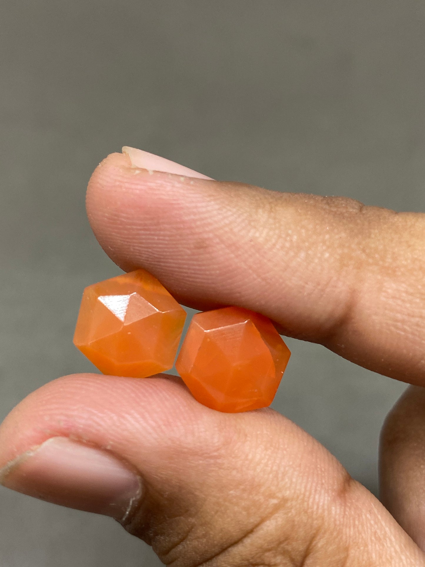 Fabulous carnelian hexagon top drilled step cuts pair for earrings wt  cts pcs 2 size carnelian hexagon stepcut