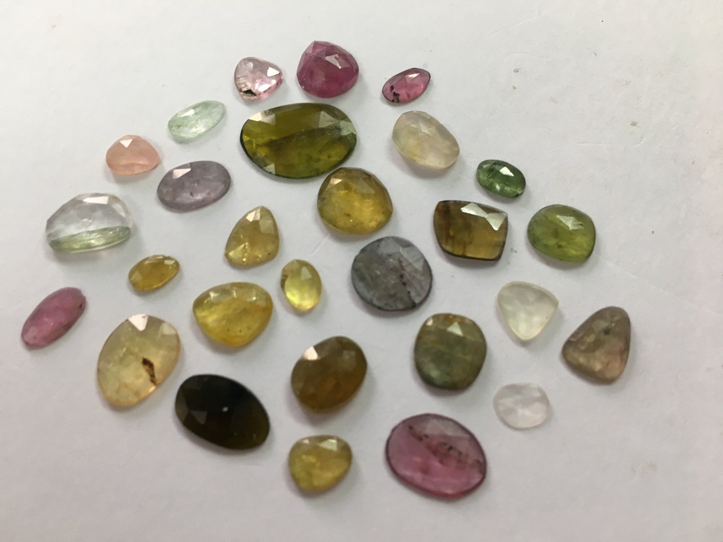 Watermelon tourmaline rosecut lot weight 19.5 carats size 5.4x4.6mm to 13x9.6mm tourmaline rosecut lot