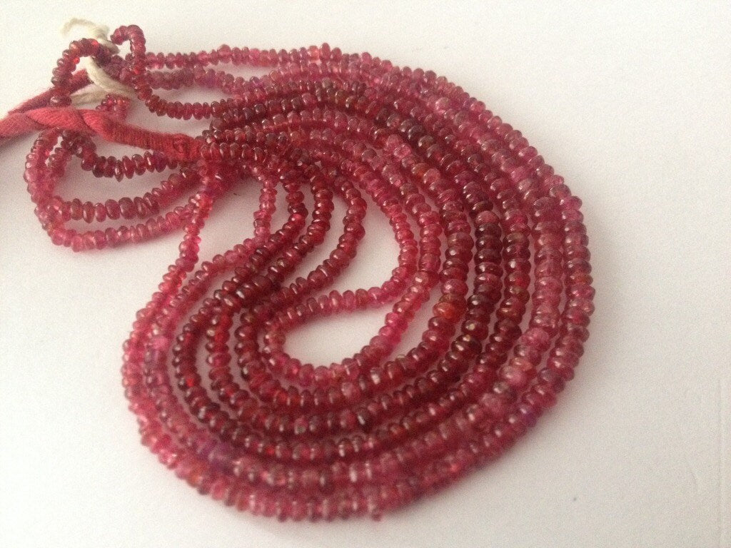 Red Spinel beads Burmese mines exclusive rare size collection item total weight 58.10  carats Lines 6 Size 3-3.5mm red spinel rare