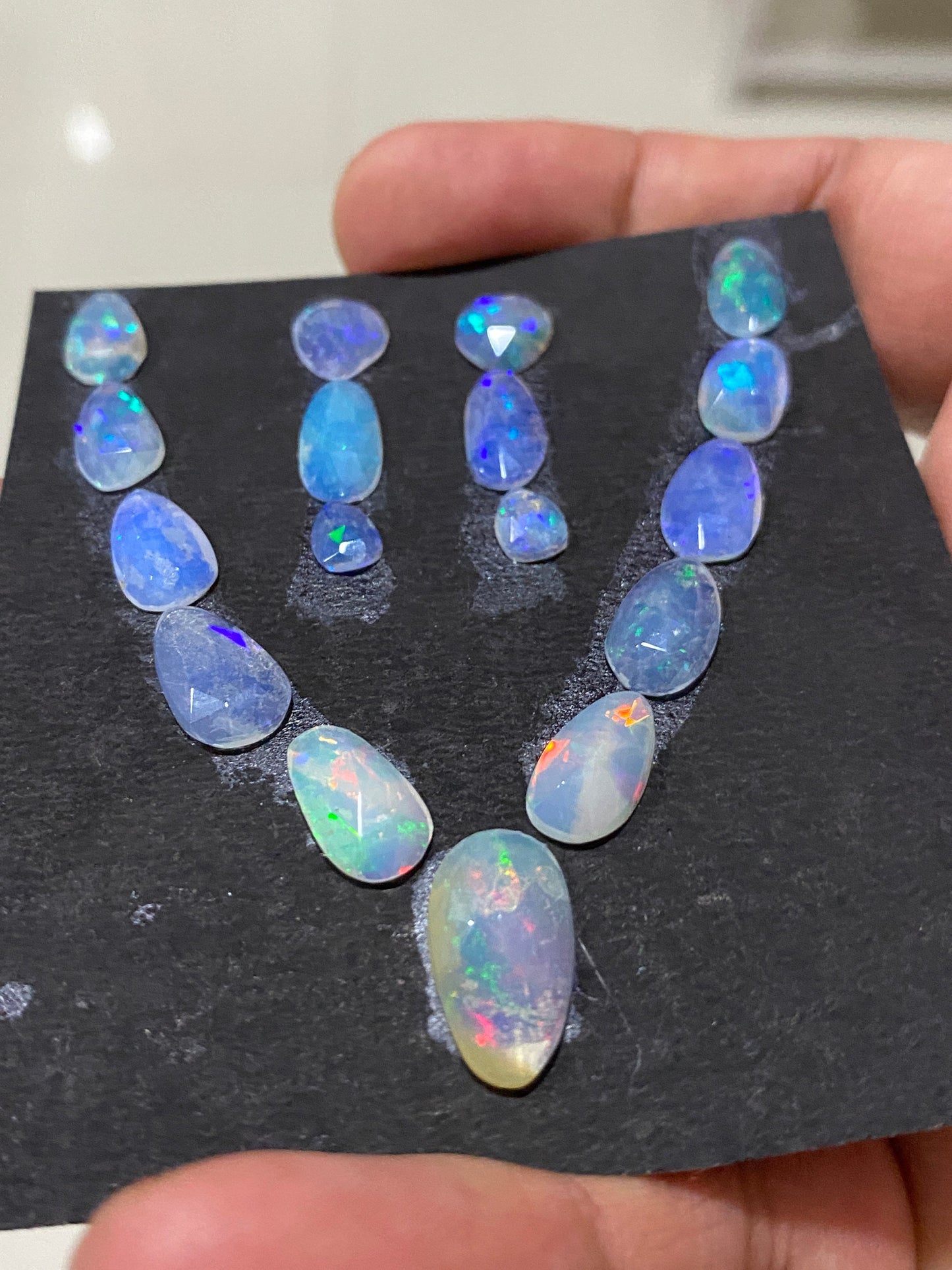 Scintillating Ethiopian opal rosecut Welo opal rosecut necklace wt 16 cts pcs 17 size 8x5-15x8mm aaa opal beautiful fire opal rosecut