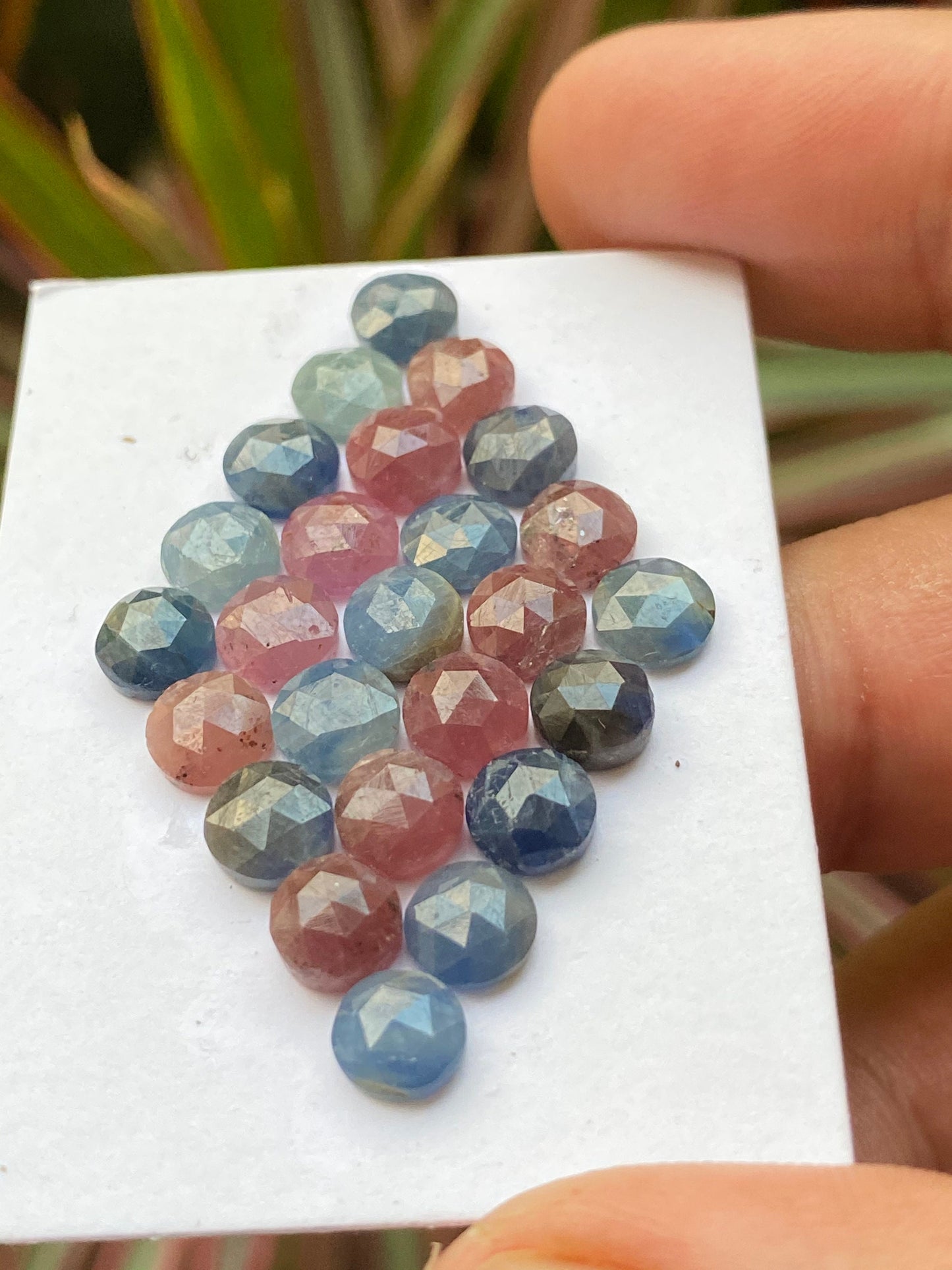 Alluring Rare red blue sapphire round rosecut size 5.7-6.4mm weight 30 carats pcs 25 blue red orangish sapphire rosecut round shape