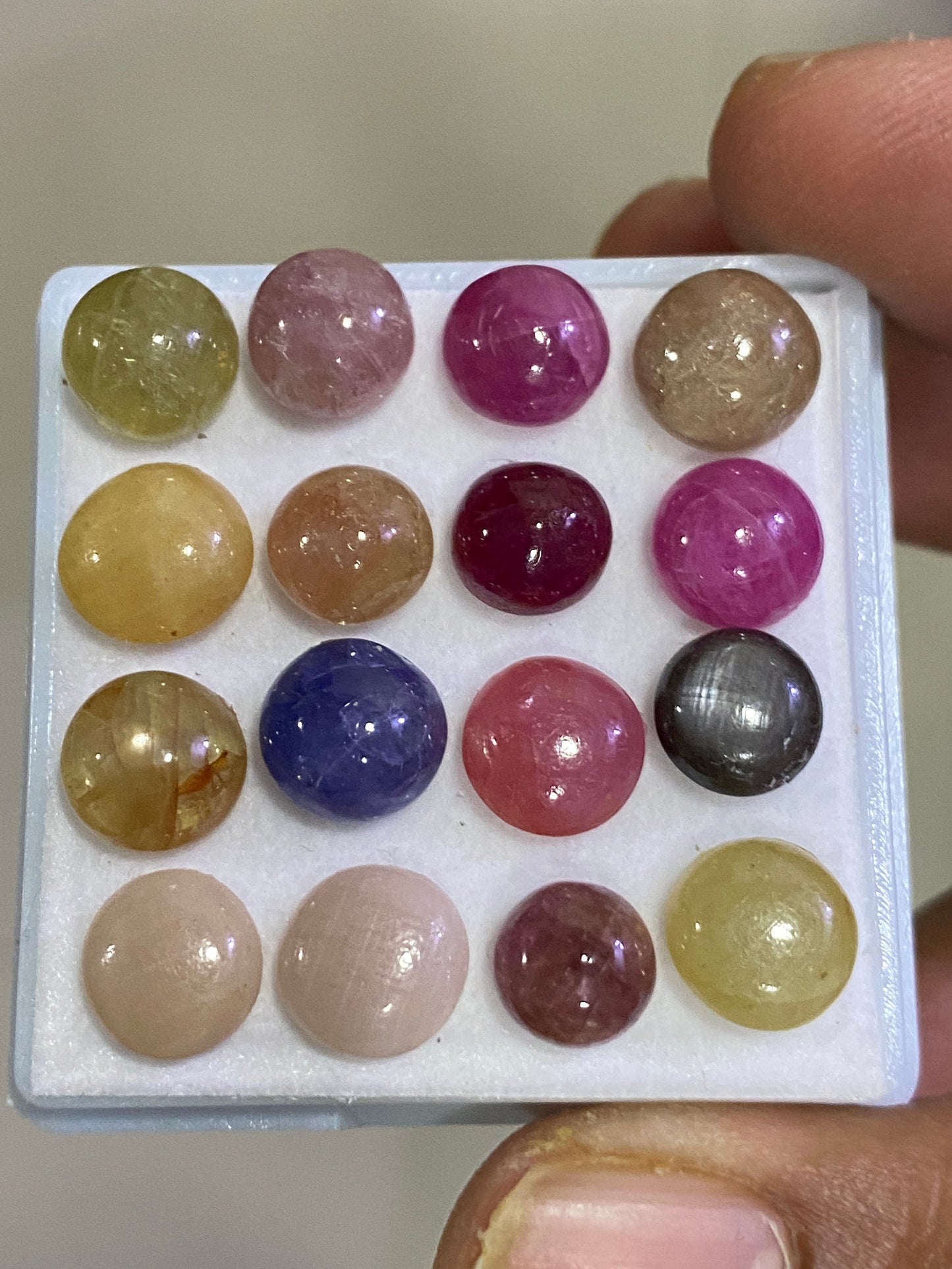 Mesmerising Nice beautiful rare multi sapphire round cabochons wt 43.5 carats size 7.7mm-8.4mm pcs 16 natural sapphire unheated untreated