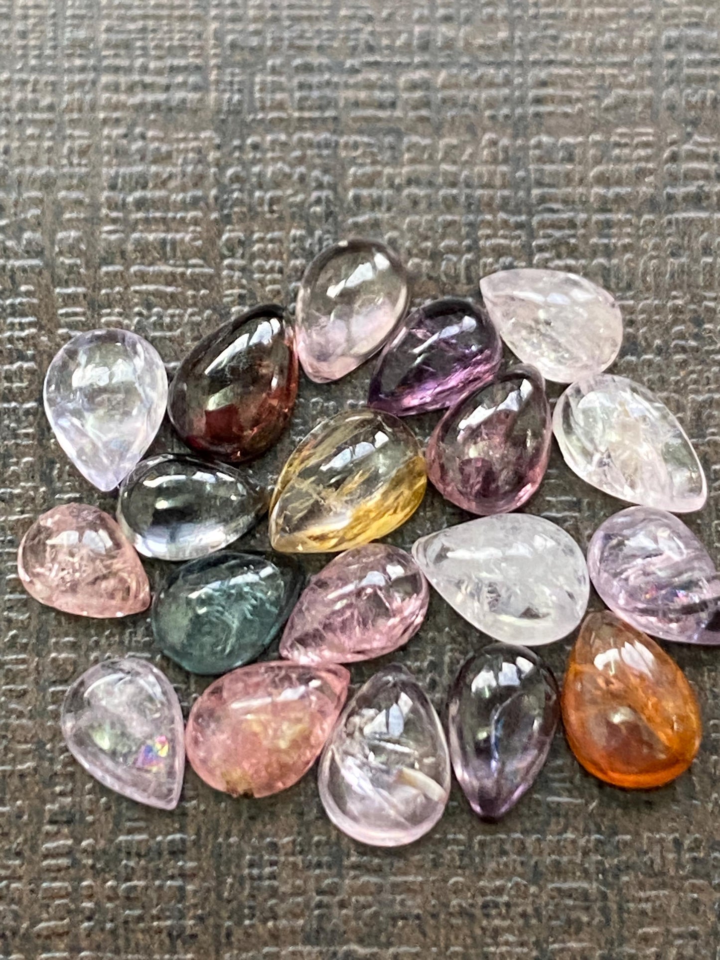 sparkling very rare burma mines multi spinel Pear cabochons lot beautiful gems pcs 20 weight 13.15 cts size 5.6x4mm-7x5mm  spinel cabochons