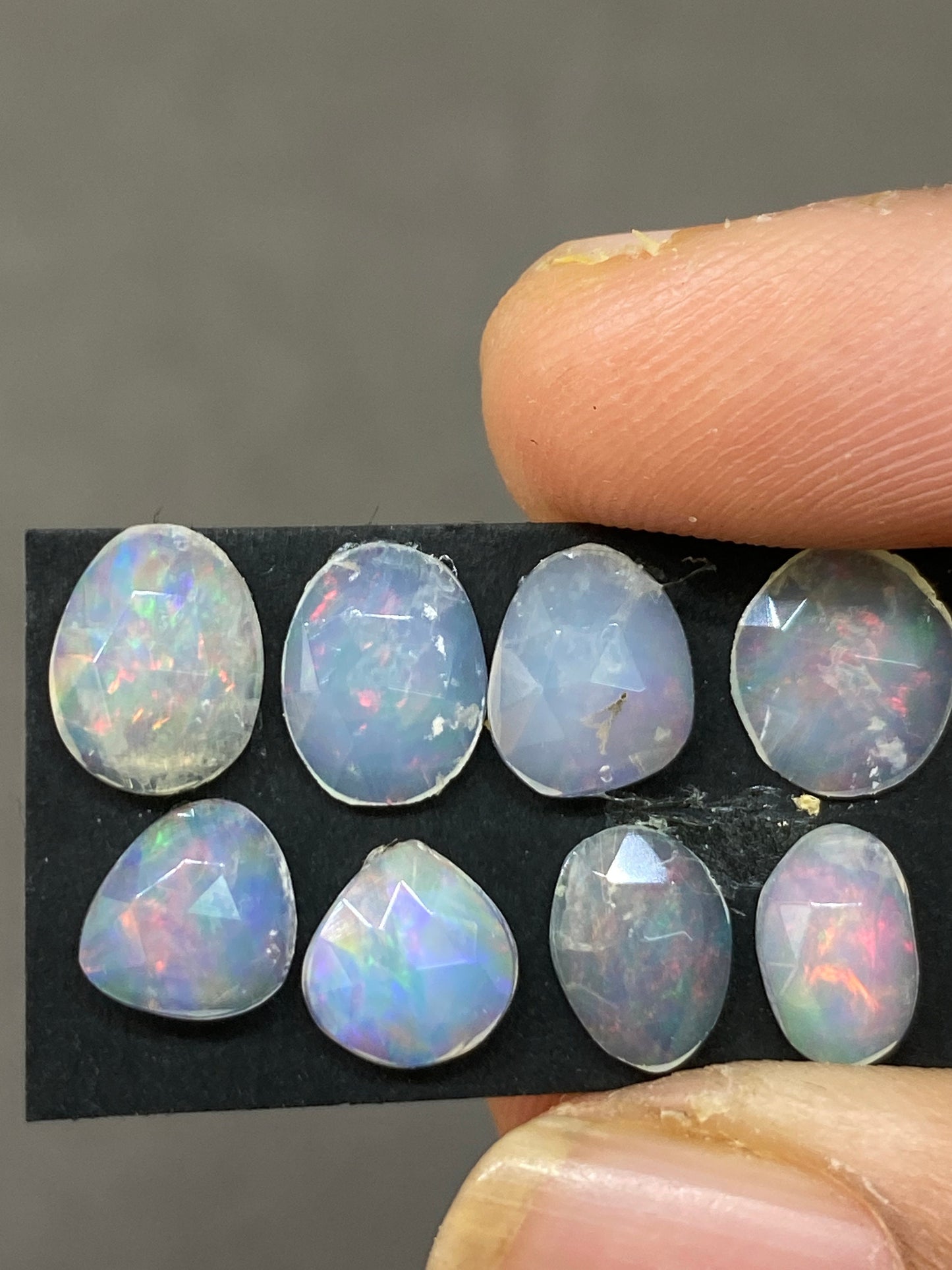 Scintillating blue green multi fire Ethiopian opal rosecut Welo opal rosecut aaa quality wt 4.5 cts pcs 8 size 7x6mm-9x7mm rosecut fire opal