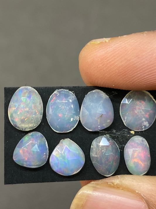 Scintillating blue green multi fire Ethiopian opal rosecut Welo opal rosecut aaa quality wt 4.5 cts pcs 8 size 7x6mm-9x7mm rosecut fire opal