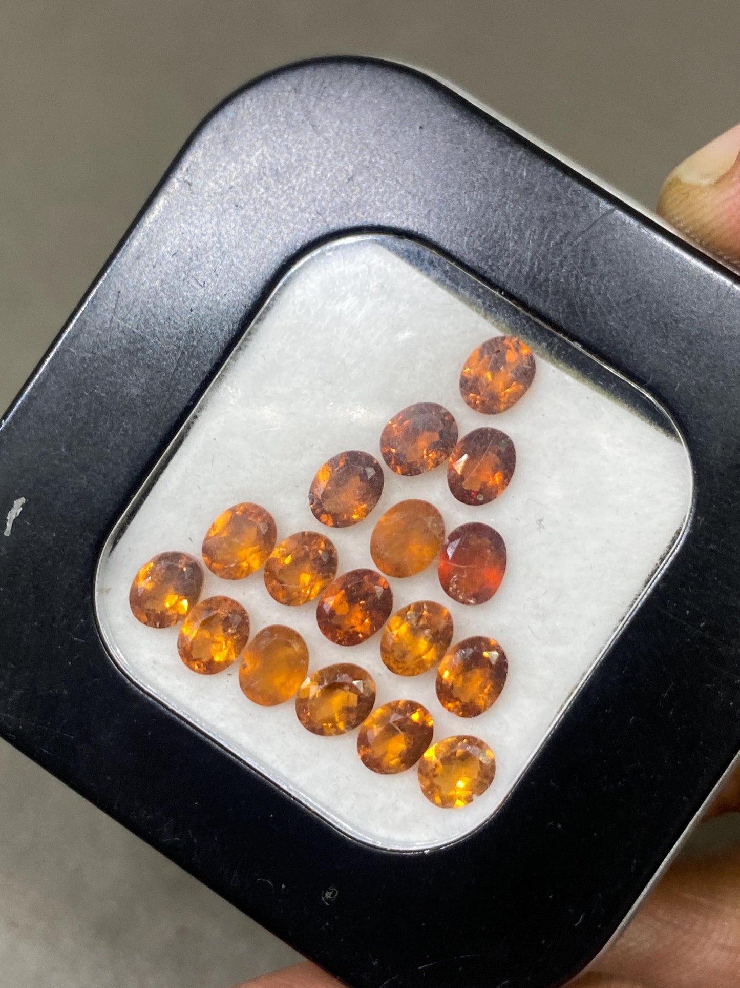 Awesome orange Fanta garnet oval  cut weight carats pcs 17 size  spessartite garnet faceted