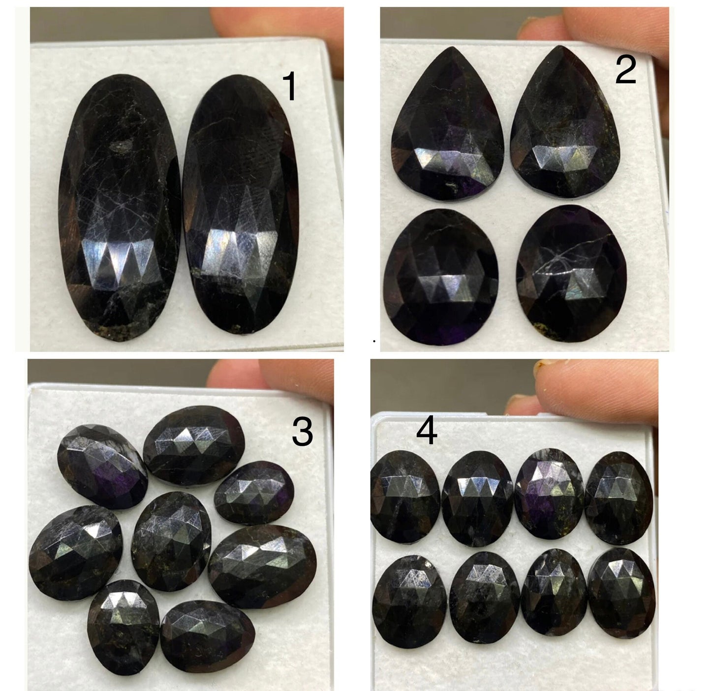 Fascinating black Purpurite rosecut huge size matched pair singles oval shape rosecut purpurite