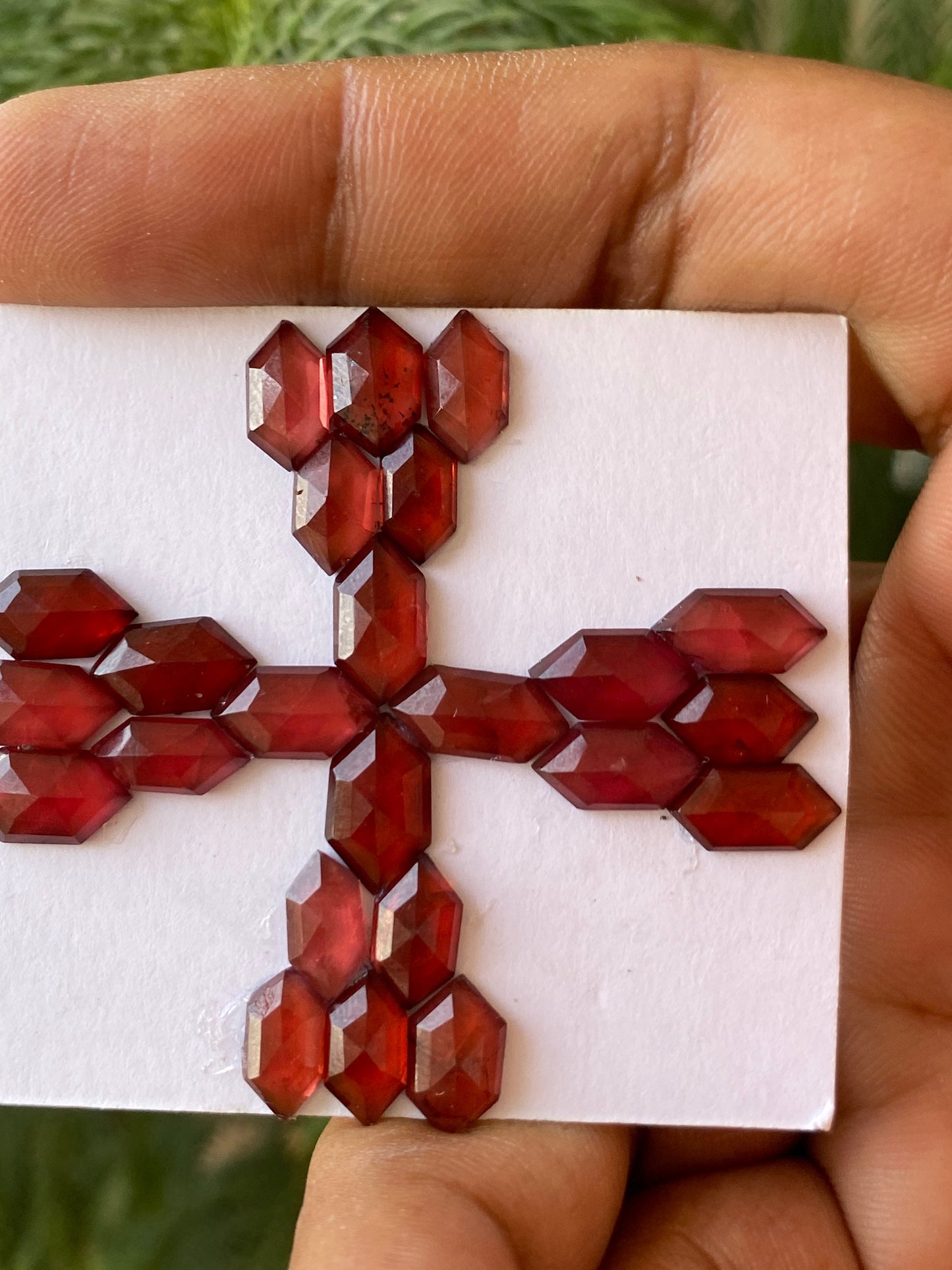 Vivacious  Red garnet hexagon step cuts aaa quality wt 34.55 cts pcs 24 size 9.3x5-11.5x5.5mm red  garnet stepcut hexagons