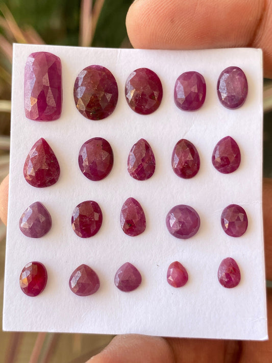 Fantastic rare natural ruby rosecut lot  mix shapes pcs 20 wt 29 cts size 5x4.3mm-10x7.8 unheated untreated ruby rosecut