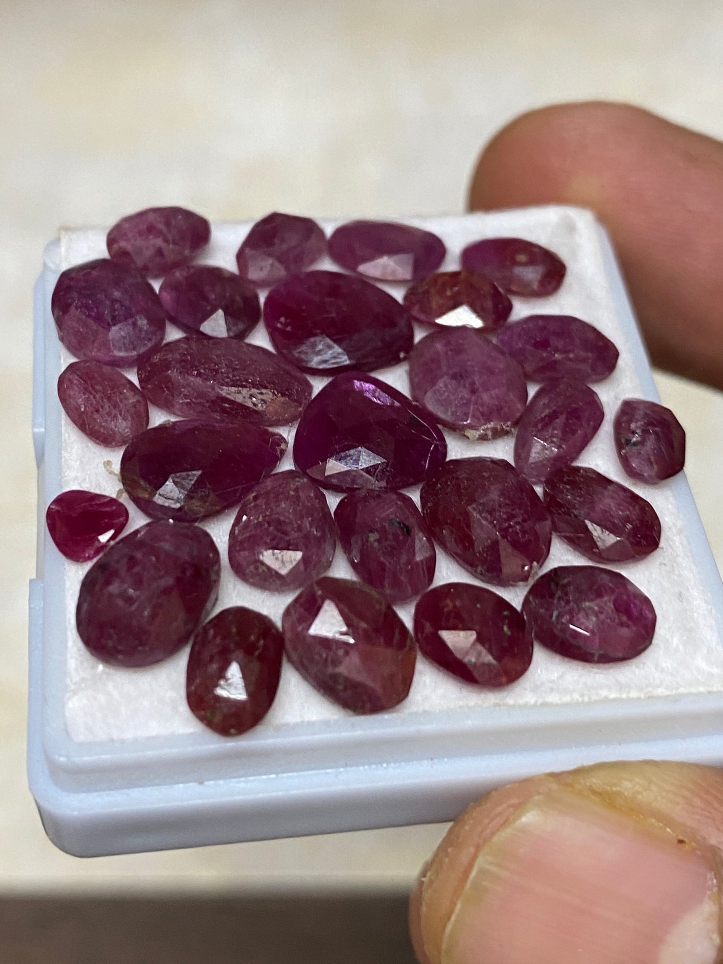 Amazing natural unheated untreated ruby rosecut flats amazing color mixed shapes wt  cts pcs 26 size 5.4x4.3mm-9.5mm ruby rosecut