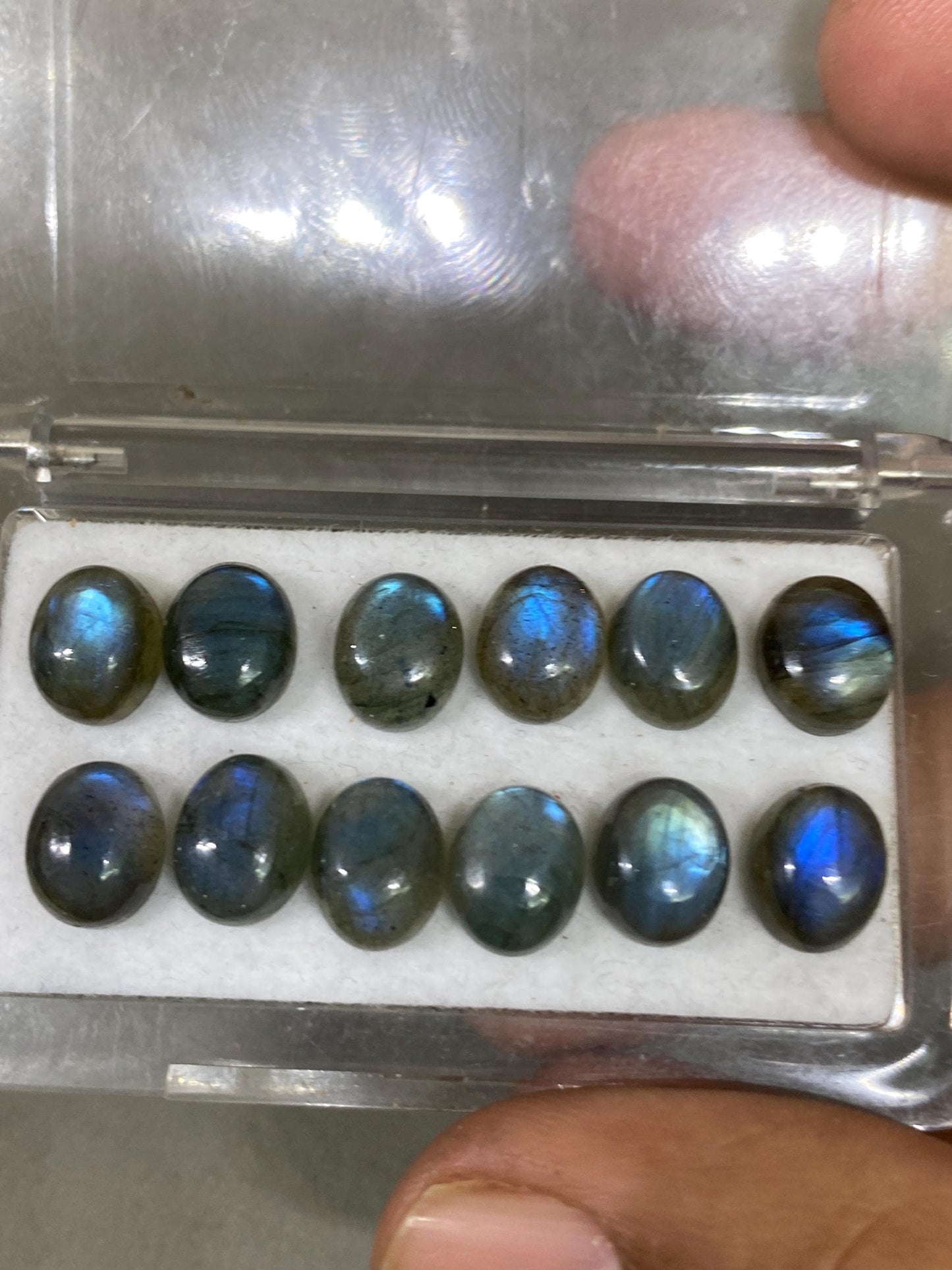 Labradorite blue fire oval Cabochons Good Quality  flashy size  10x8mm wt 35.20 carats pcs 12 labradorite cabochons