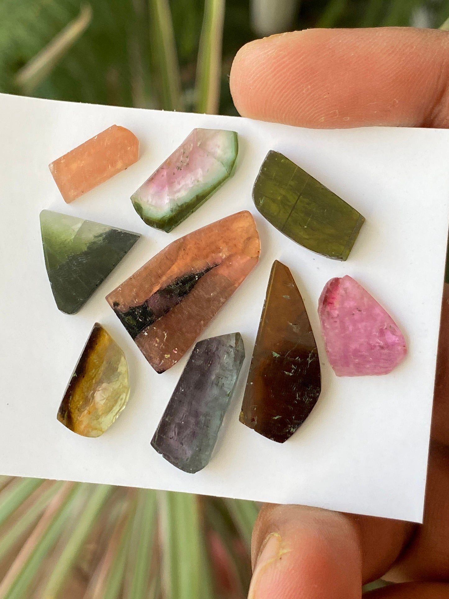 Vivacious Watermelon multi tourmaline geometric cut flats lot fine quality wt 37 cts size 15x10mm-24x13mm pcs 9 natural tourmaline geometric