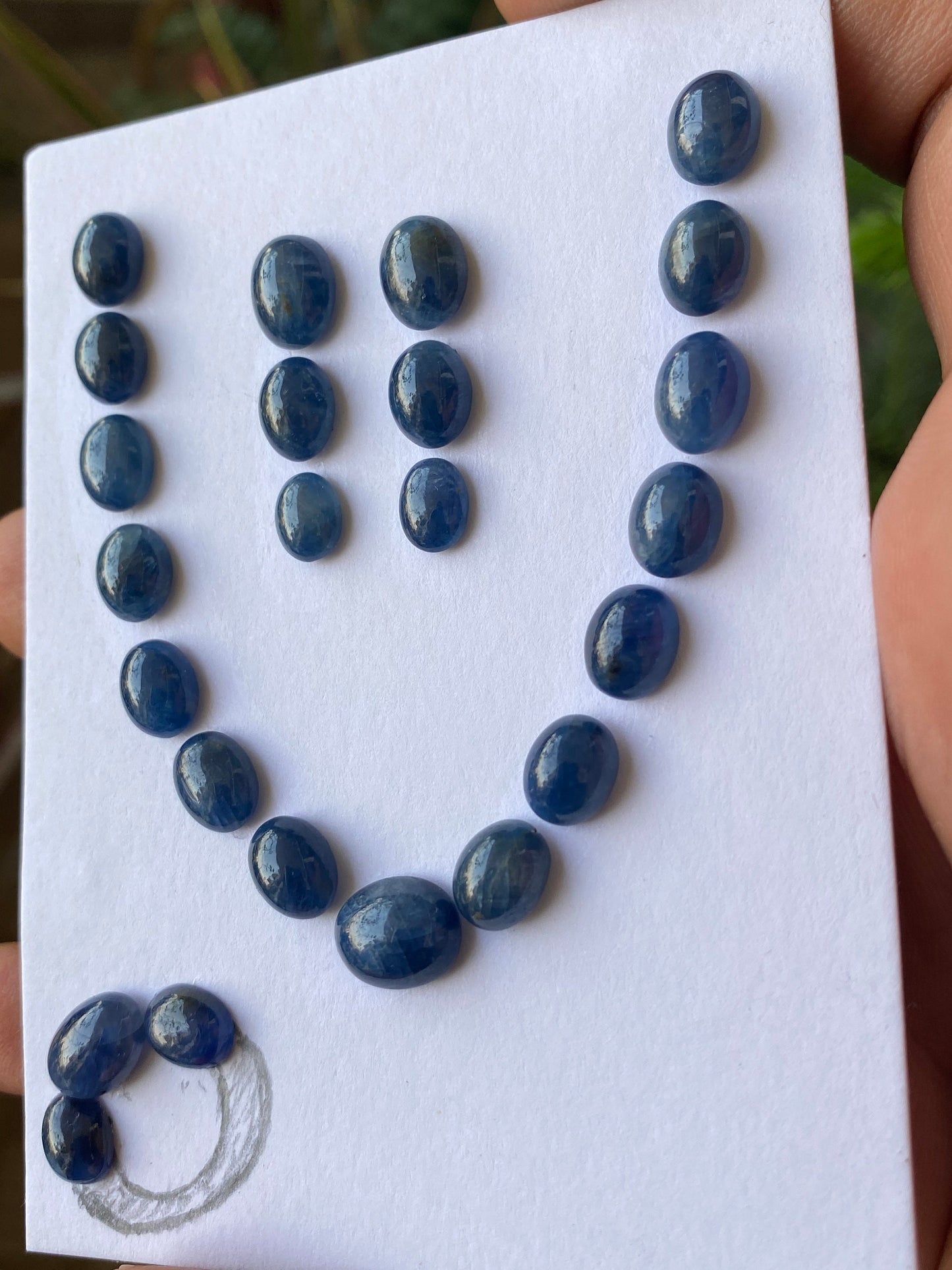 Dazzling African blue sapphire cabochons necklace earrings supplies  wt 69 cts size 8x6mm-11.3x9mm pcs 24 blue sapphire Cabochon