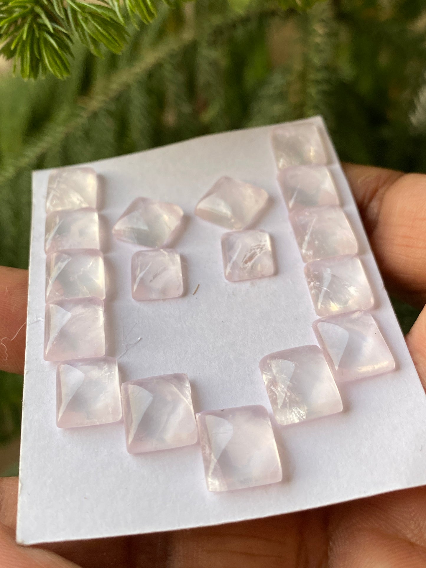 Beautiful Rare rose quartz sugar loaf cabochon  weight 75 carats pcs 17 size 10.5x8-13x10mm rose quartz  sugarloaf cabochon