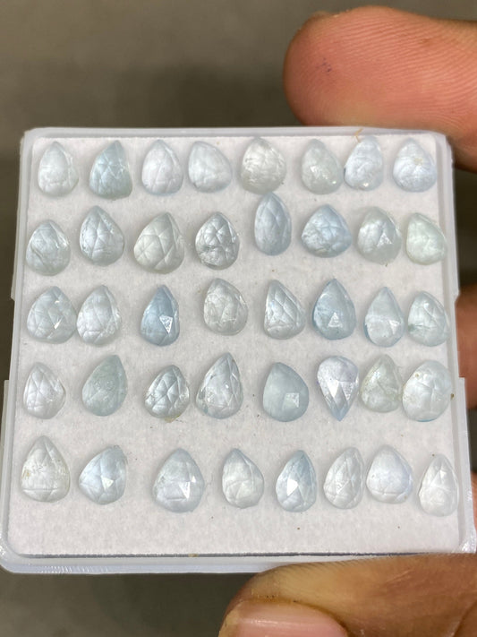 Natural aquamarine rosecut pear amazing quality wt 22.40 carats size 5.8x4.5mm-7x5mm pcs 40 rosecut aquamarine wholesale lot