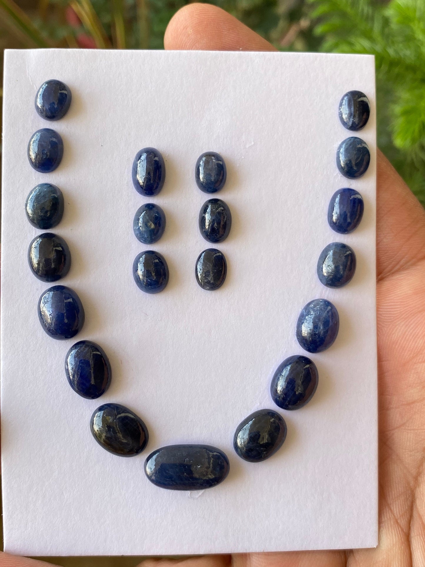 Burma mines blue sapphire cabochons necklace earrings supplies not calibrated wt 77 size 8.6x6.7mm-17.1x9.1mm pcs 21 blue sapphire Cabochon