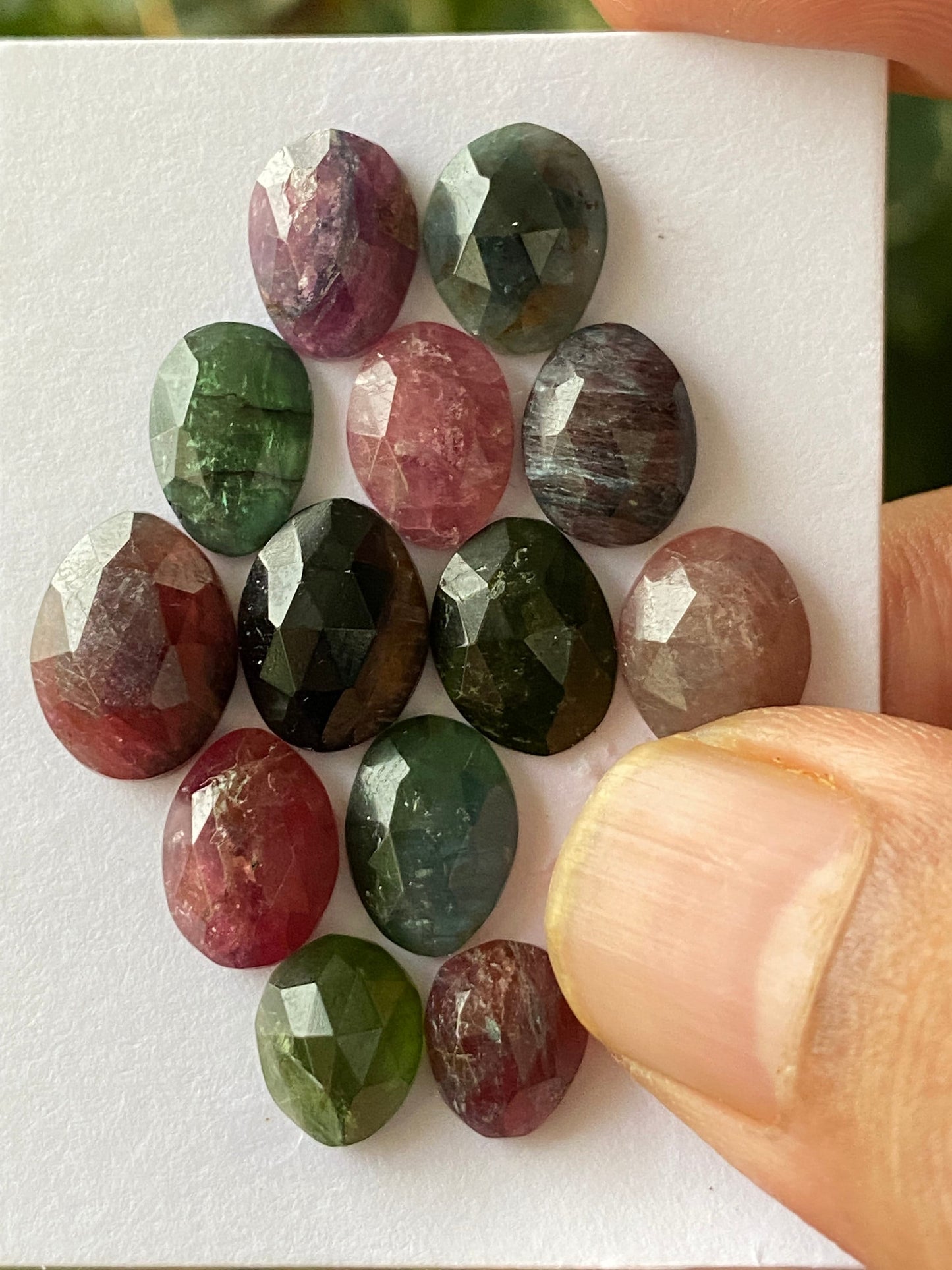 Nice multi tourmaline rosecut lot ovals amazing quality wt 35.50  cts size 9.3x7.7mm-12.4x9.4mm pcs 13 tourmaline rosecut lot