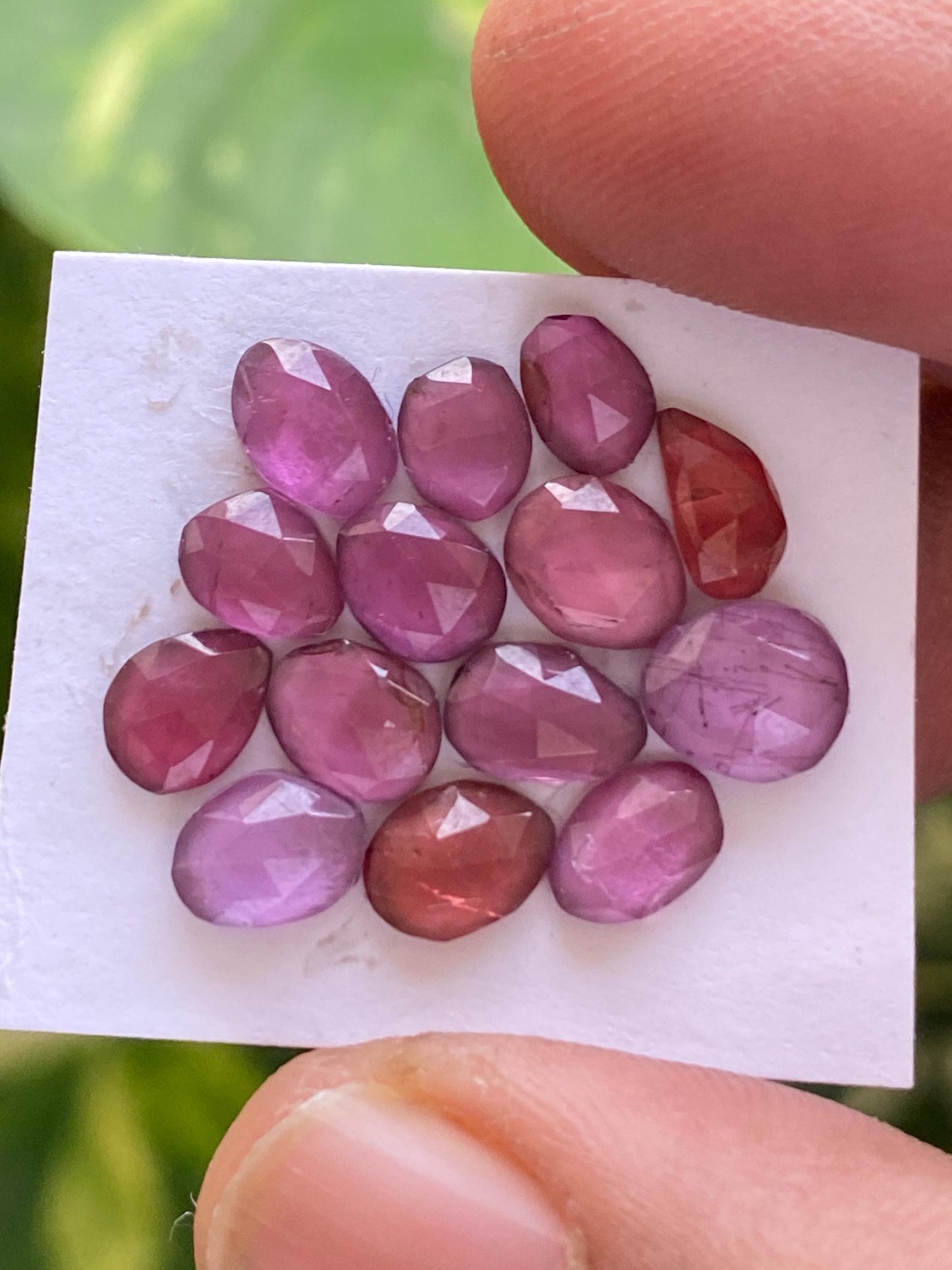 Rhodolite pink garnet Rosecut size 5.5x4.5mm-7x6mm wt 10.70 cts pcs 14 lovely pink garnet Rosecut rhodolite garnet slices