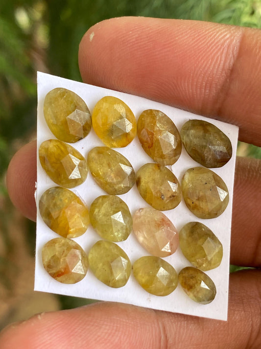 Dazzling very rare Tanzania mines yellow sapphire Bicolor rosecut  wt 32 carats pcs 16 size 7x4-10x7mm sapphire rosecut gems