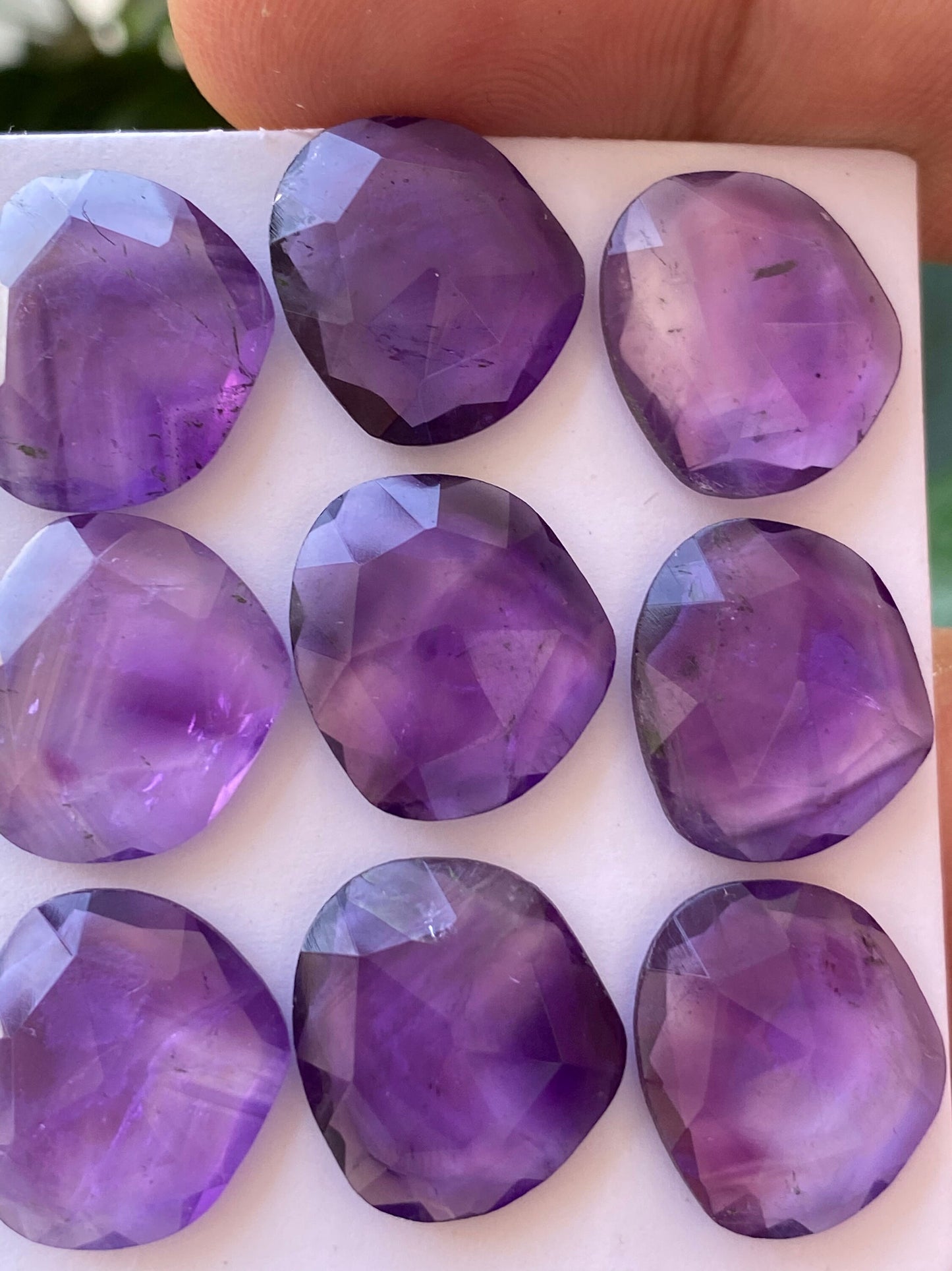 Dazzling rare amethyst rosecut fancy shape size 15x14-16x14mm approx wt 69.50 cts pcs 9 rosecut amethyst fancy shape calibrated