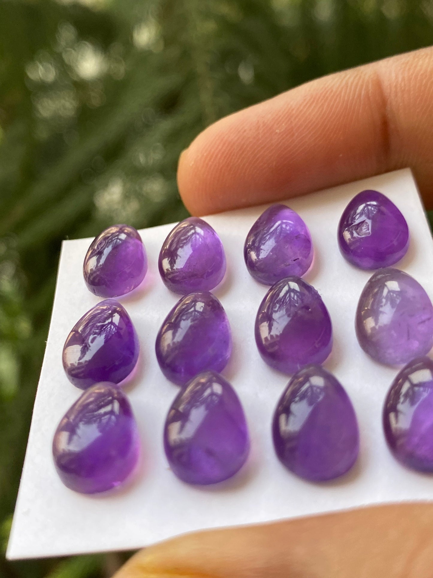 Awesome quality amethyst Pear cabochon pcs 12 Wt 46 carats  wholesale lot size 11x8mm amethyst cabochons