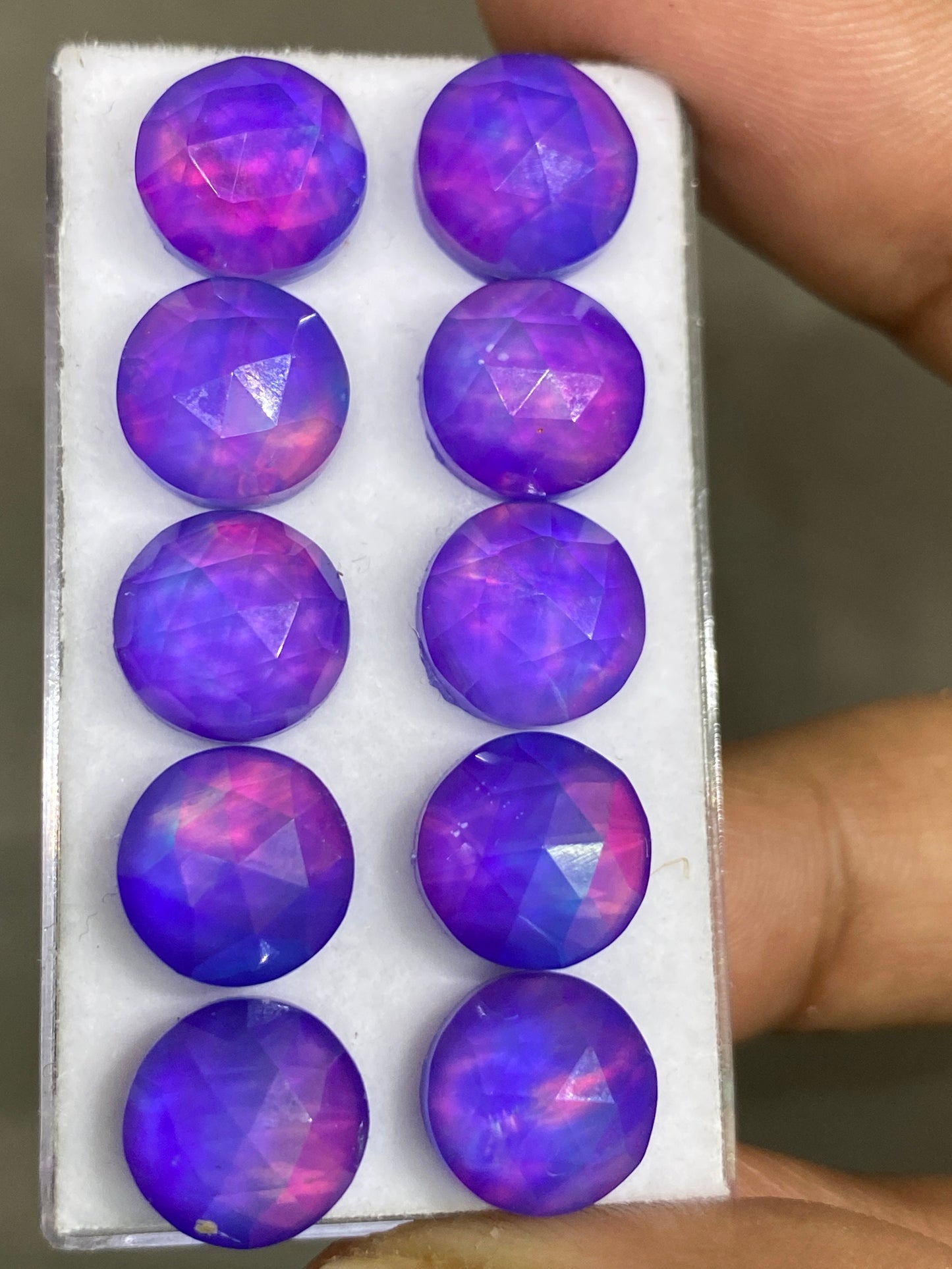 Gorgeous Purple aurora opal fire and crystal doublet rosecut round pcs 10 wt 36 carats  size 10mm ring pendant earring supply Aurora opal