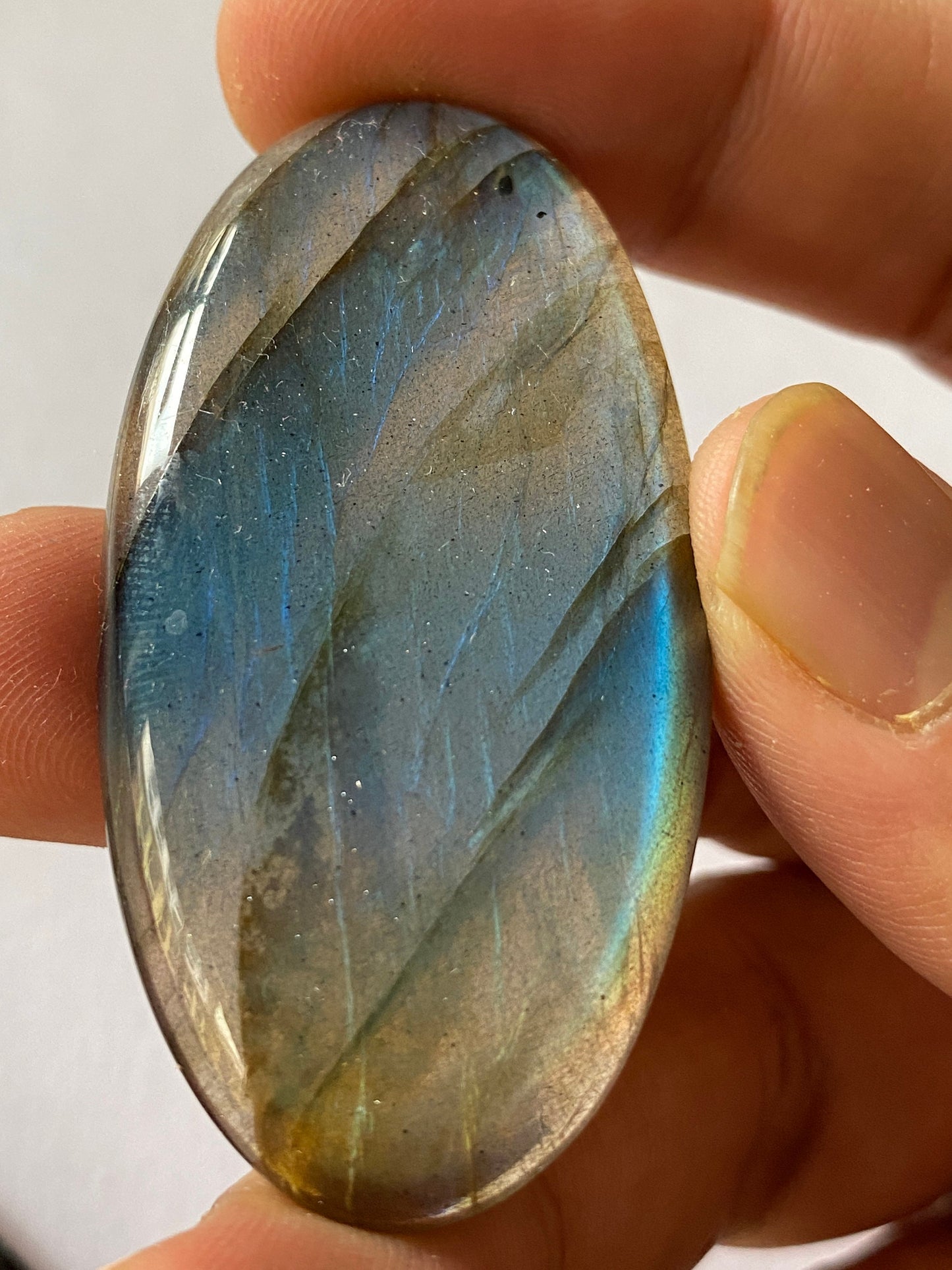 Huge size blue fire labradorite oval shape cabochon carats single piece 113.50 cts size 56x29mm rare size fine polished labradorite big size