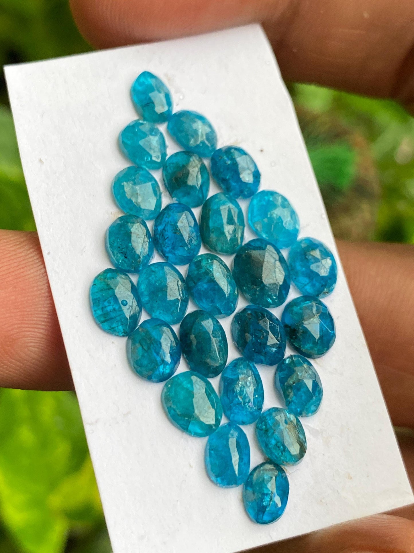 Amazing neon Blue apatite rosecut lot weight 21.80 carats pcs 30 rosecut blue apatite flats Small size 6.3x4.5mm-8.3x6.3mm apatite rosecut