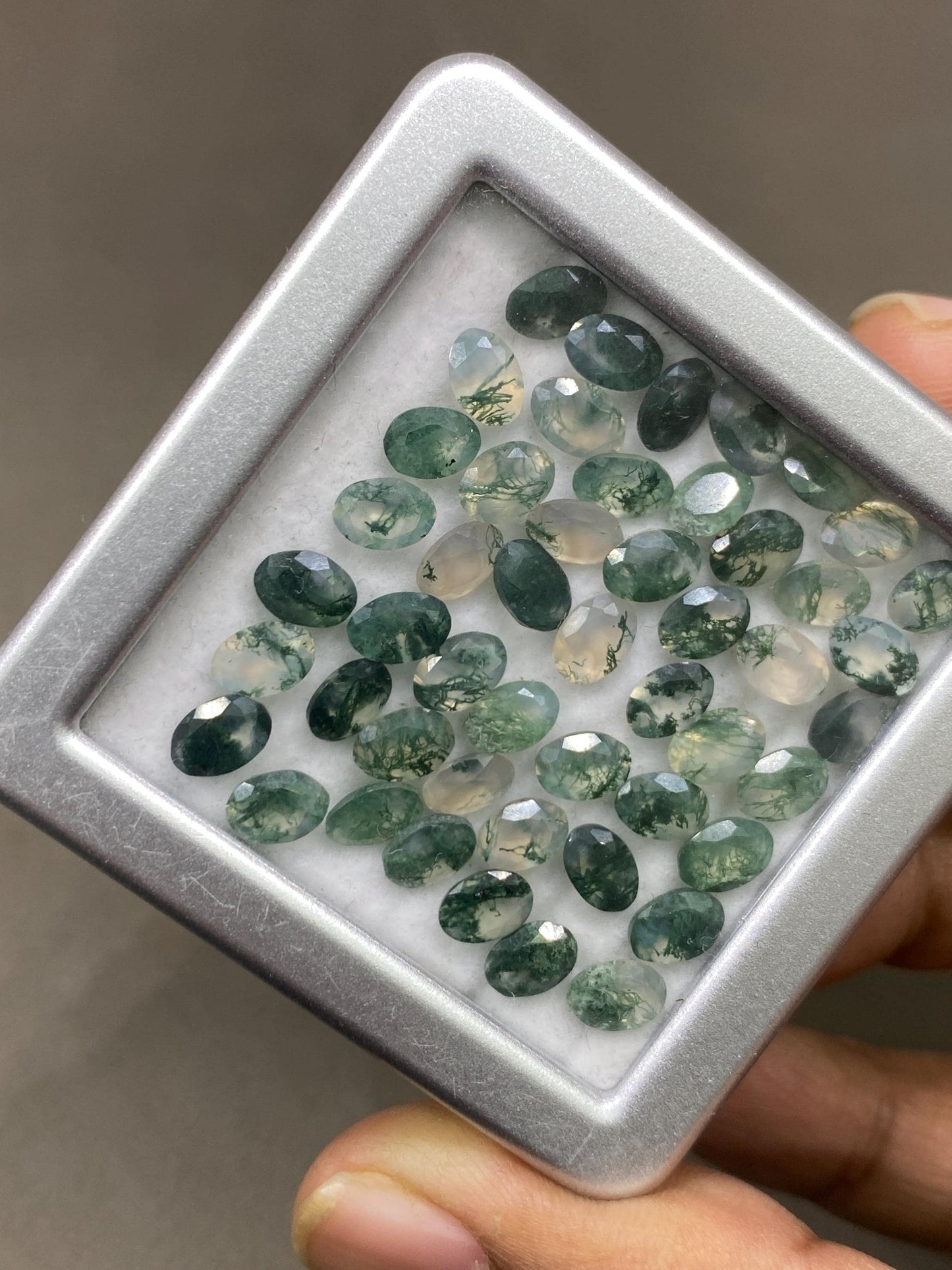 Moss agate Oval faceted cut wholesale lot weight 24 carats pcs 49 size 6x4mm  moss agate oval cut stones