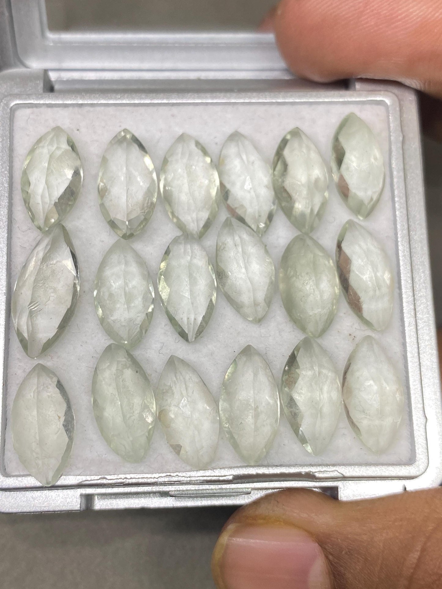 Vivacious Rare green amethyst marquise cutstones pcs 18 wt 39.30 cts size 13x7-16x7mm ideal for rings pendants green amethyst marquise