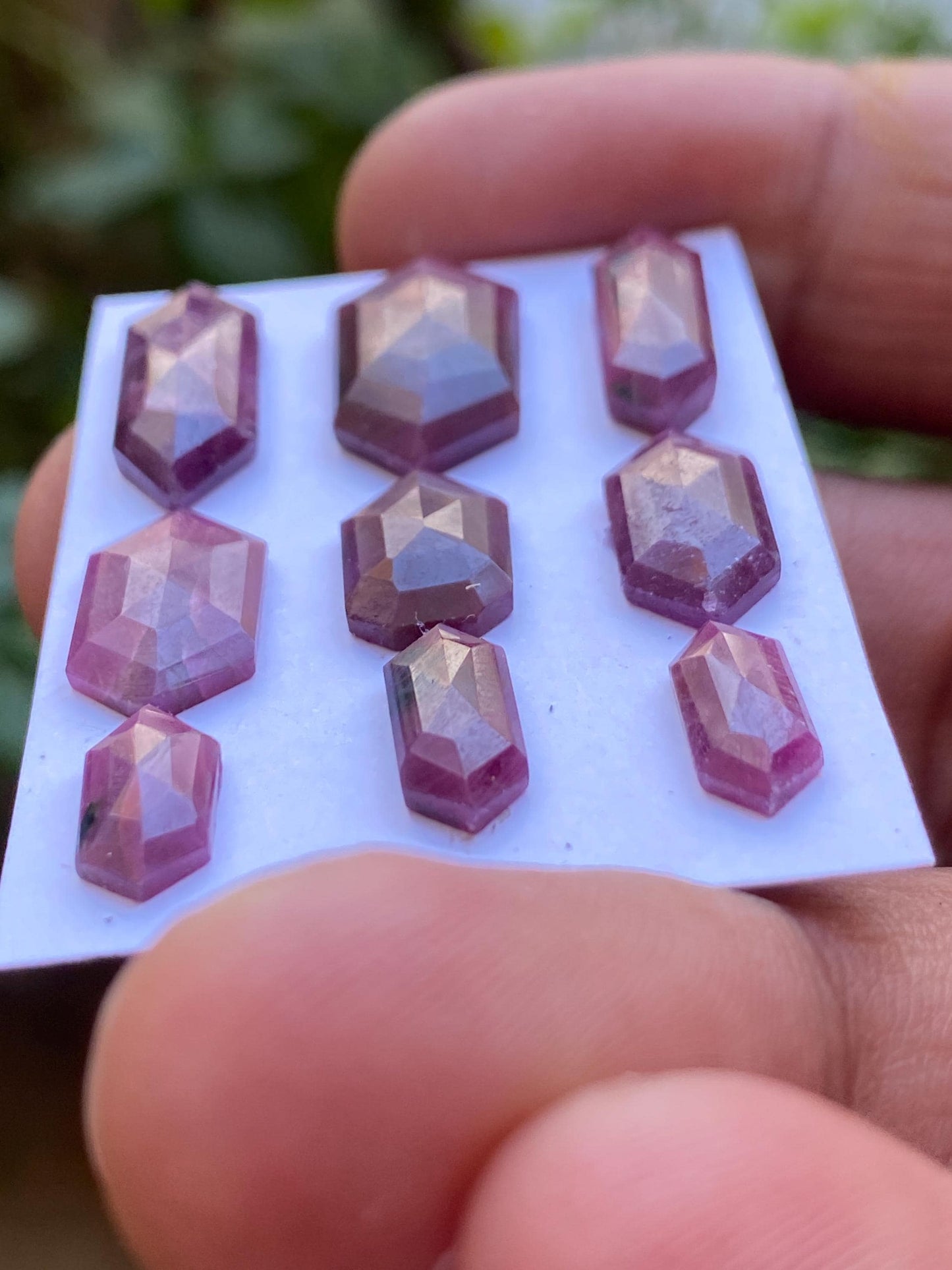 Impressive  Rare Kenya mines ruby hexagon step cut wt 31.85 cts  pcs 9 size 10.3x5.5mm-19x10mm ruby stepcut hexagon flatbacks