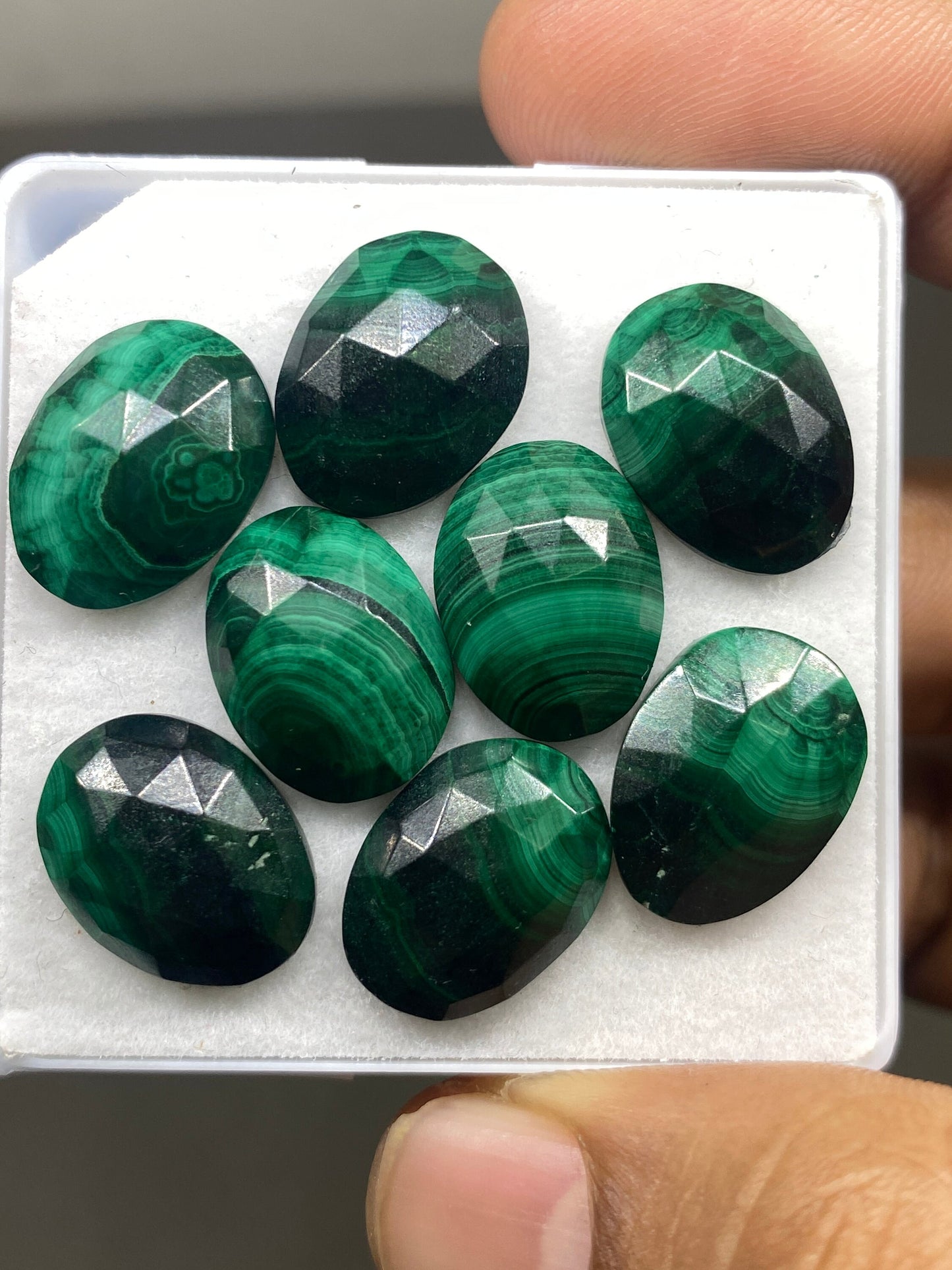 Malachite oval rosecut wholesale lot weight 76 carats pcs 8 size 16x12mm flatback gems malachite hexagon