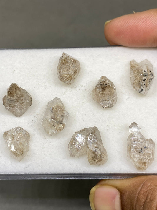 Stunning very very rare herkimer diamond raw stone amazing quality pcs 7 wt 58 carats L size 13x10mm-18x10mm  herkimer diamond wire wrap