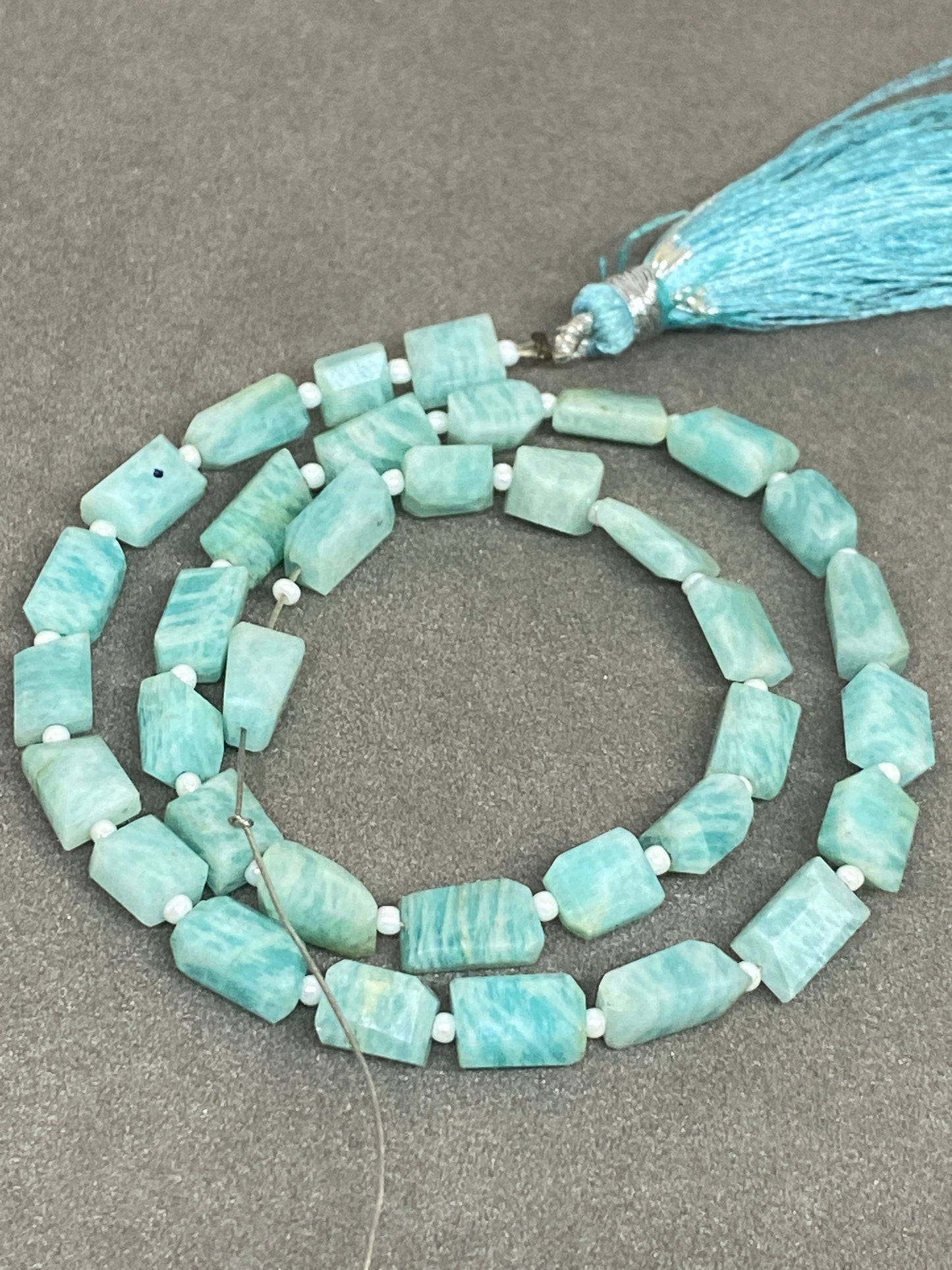 Natural Amazonite faceted geometric nuggets strand 13.5 inches size 6mm-10x5mm Faceted amazonite nuggets tumble