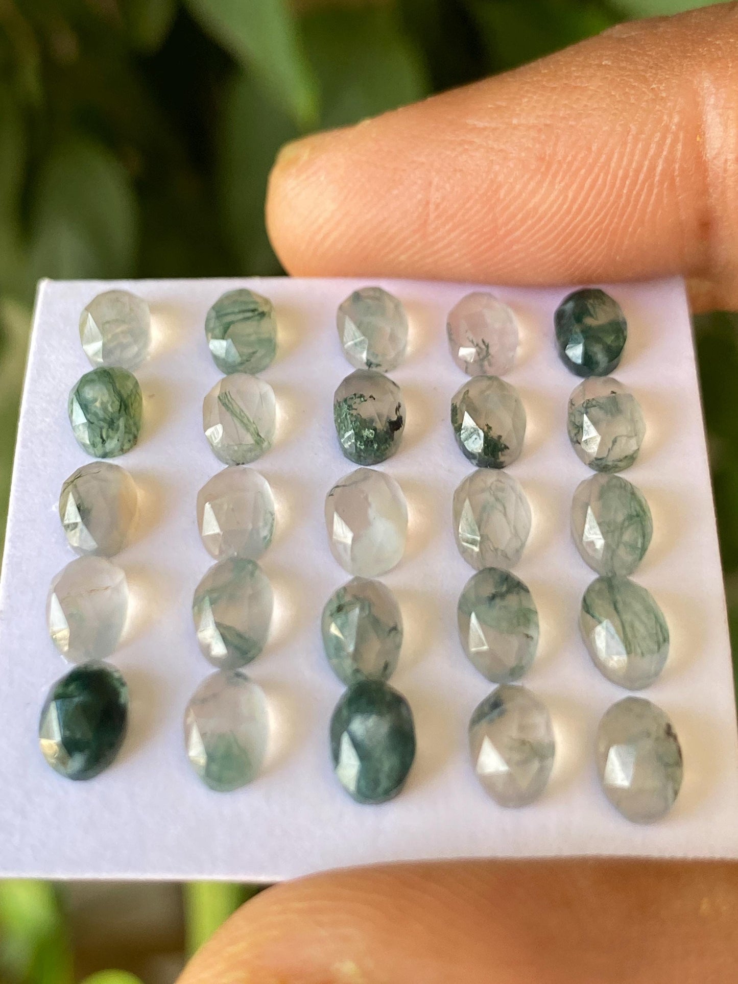 Moss agate Oval faceted rosecut wholesale lot weight 12.50 carats pcs 25 size 5x4mm-6x4mm moss agate oval rosecut stones