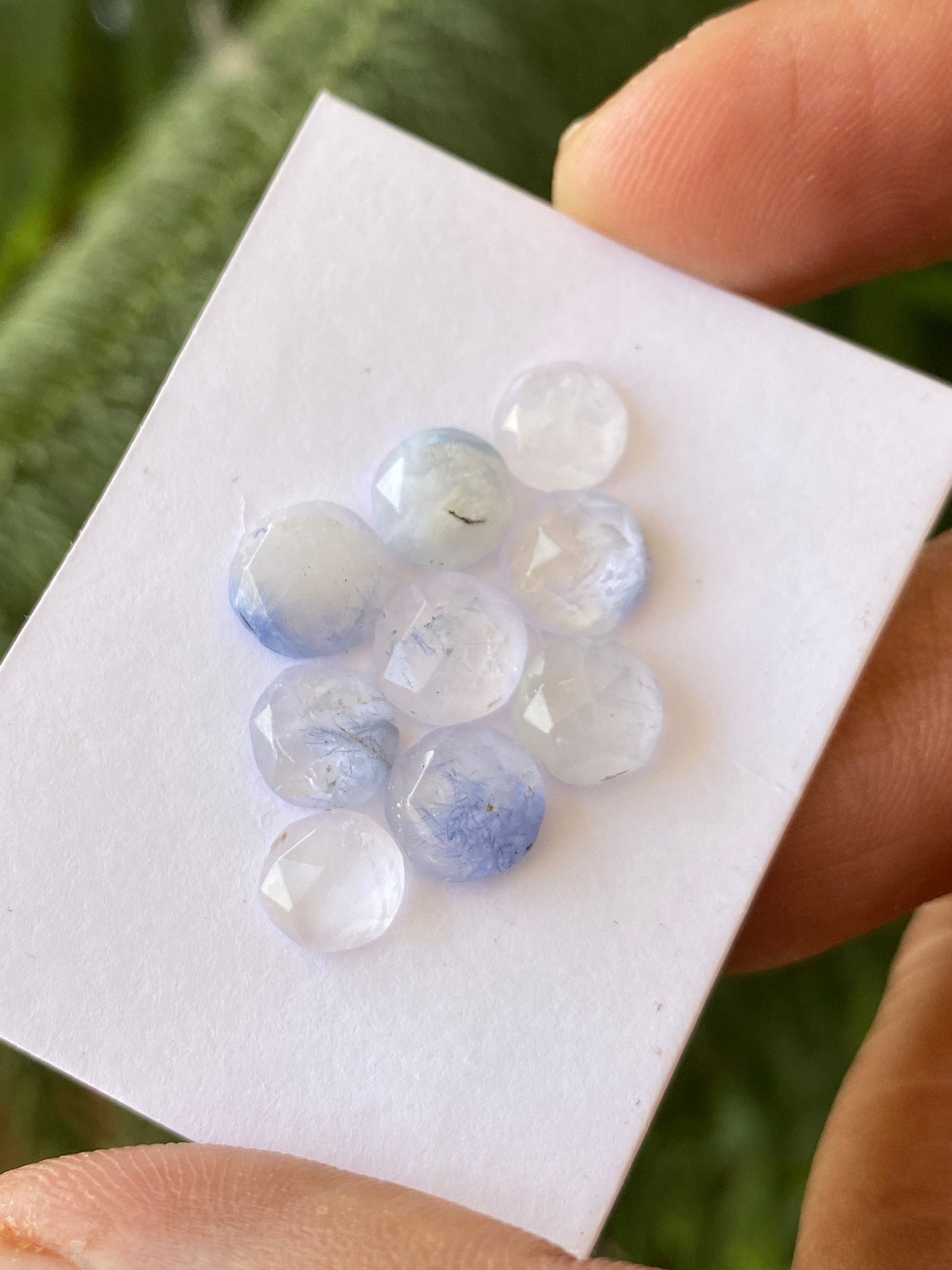 Cute rare Dumortierite in quartz rosecut pcs 9 Wt 15 cts size 7.5-8.3mm Brazilian mines dumortierite cabochons flatback rosecut