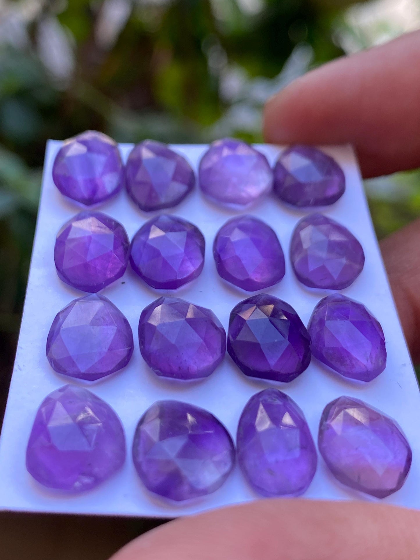 Lovely amethyst rosecut flatback beautiful fine polish and cutting weight 45 carats size  11x9-13x9mm pcs 16 rosecut amethyst