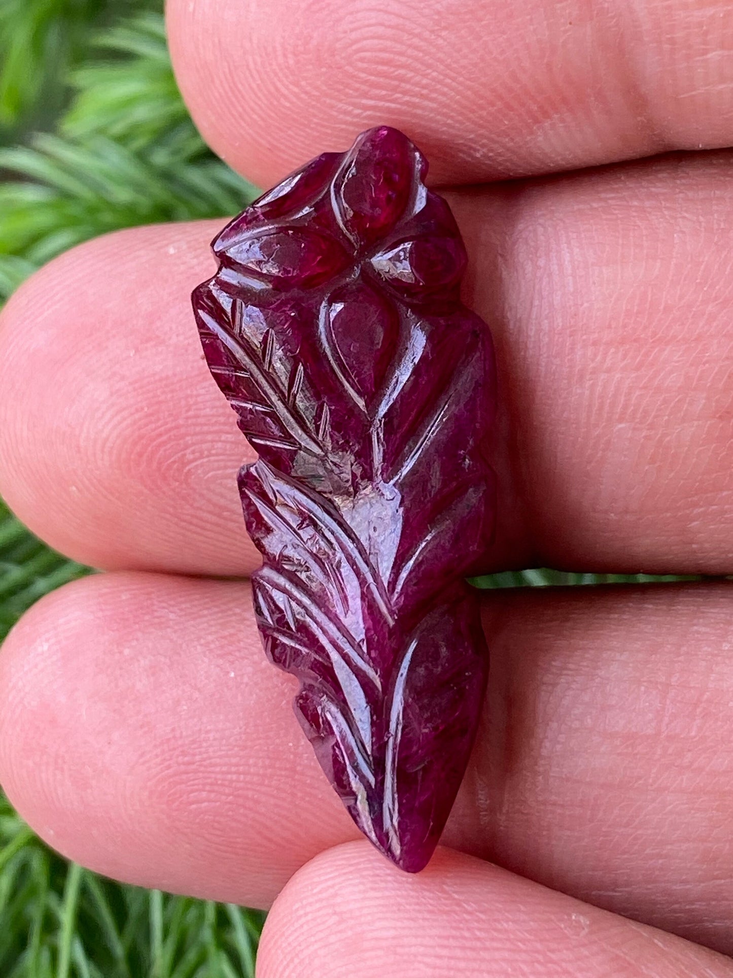 One of a kind very rare  natural ruby handmade rose carving weight 18 carats size 33x13mm ideal for pendant unheated ruby rose carving