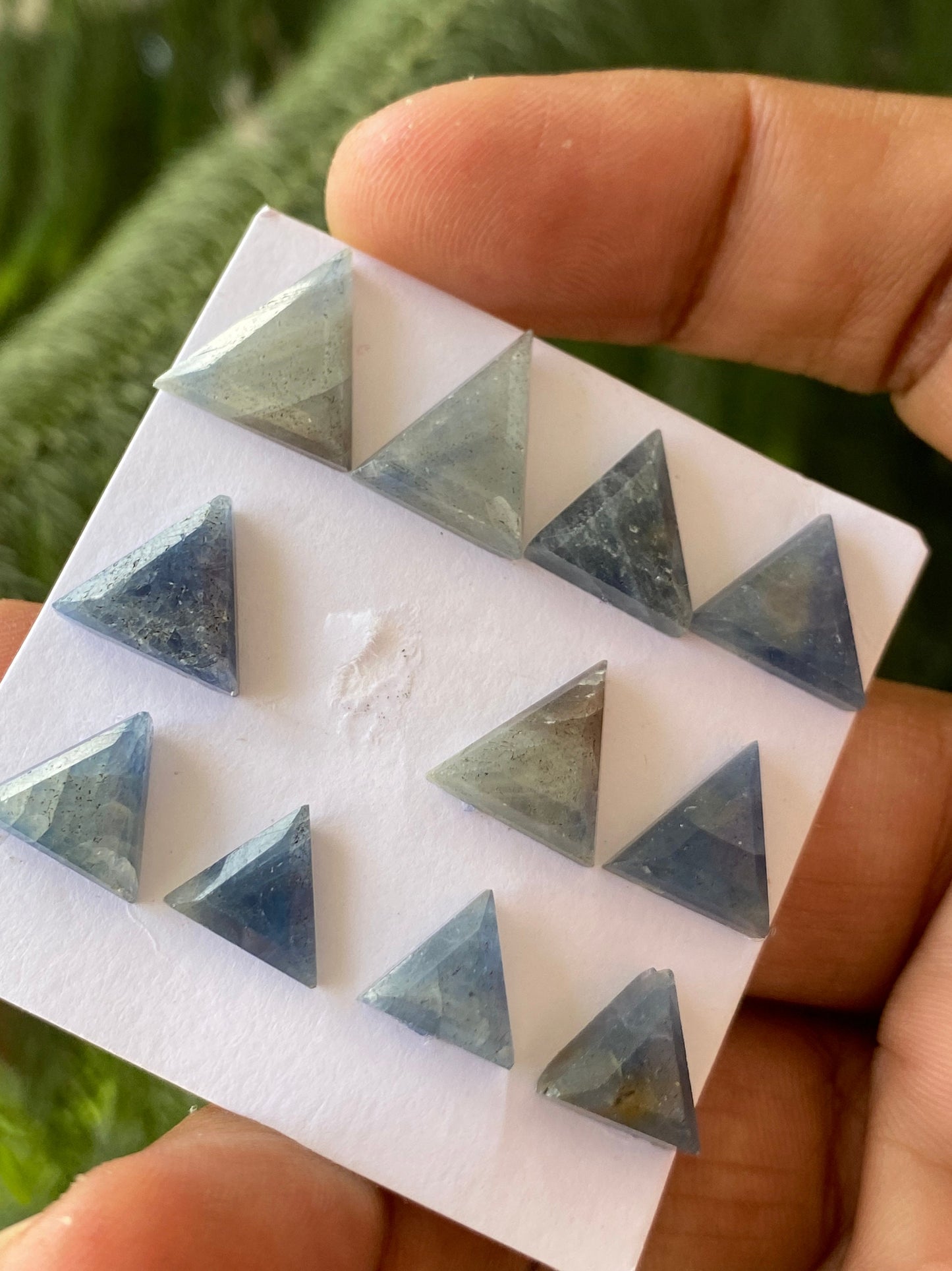 Natural rare  blue sapphire  Triangles geometric design stepcut flats weight 52 carats pcs 11 size 9mm-14x13mm blue sapphire triangles