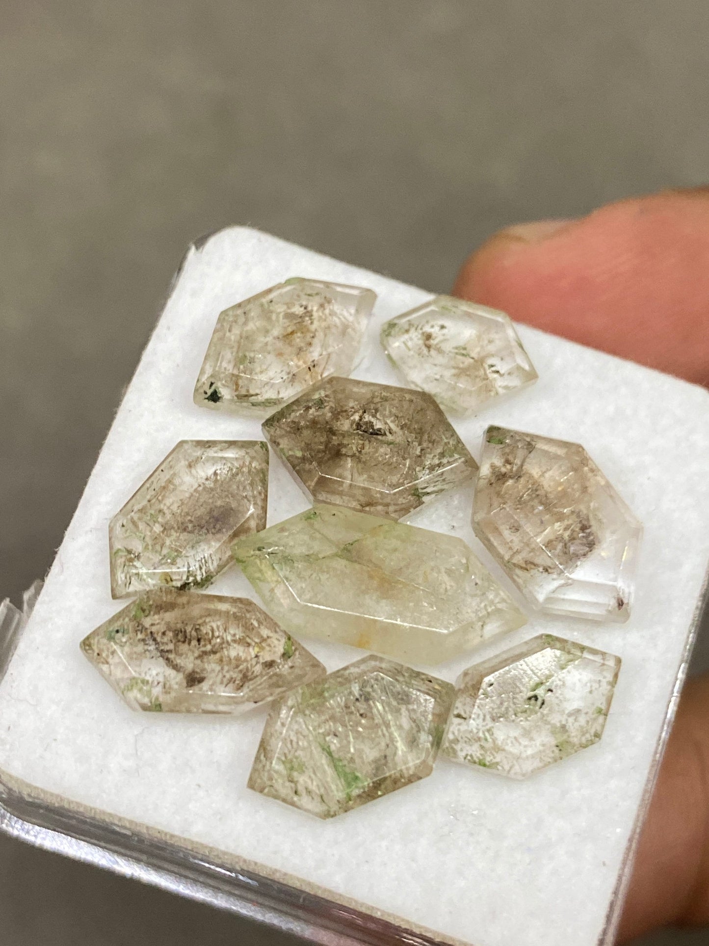 Mesmerising very rare  herkimer diamond hexagon amazing quality pcs 9 weight 20 carats size 9x6mm-16x7mm rosecut herkimer diamond