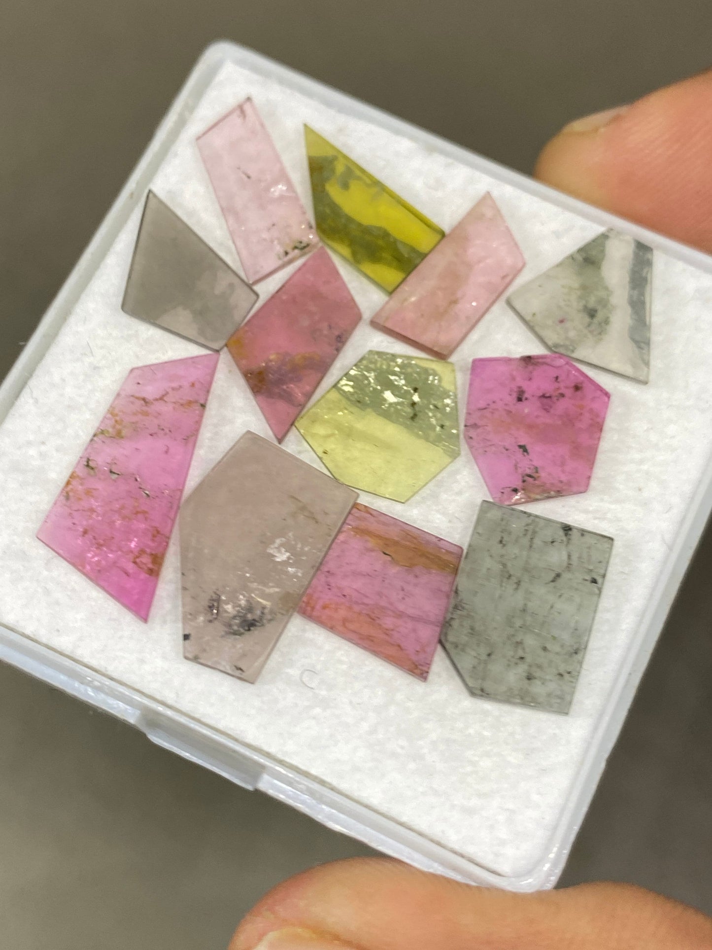 Fabulous Watermelon multi tourmaline geometric smooth flats fine quality weight 18.20 carats size 16x6-19.3x8mm pcs 12 tourmaline geometric