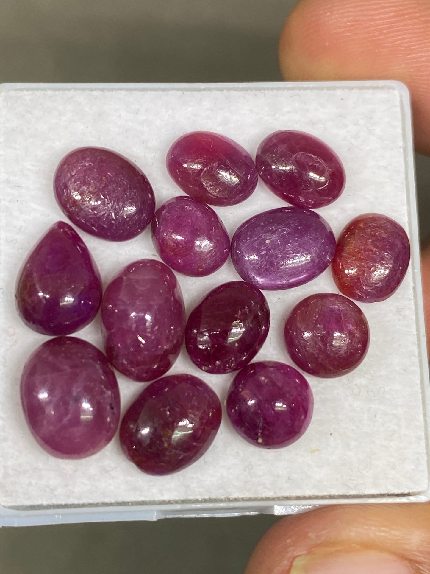 very rare natural ruby cabochons tanzania mine lot mix pcs 13  wt cts  size 9x6.5-11x9mm unheated untreated ruby smooth