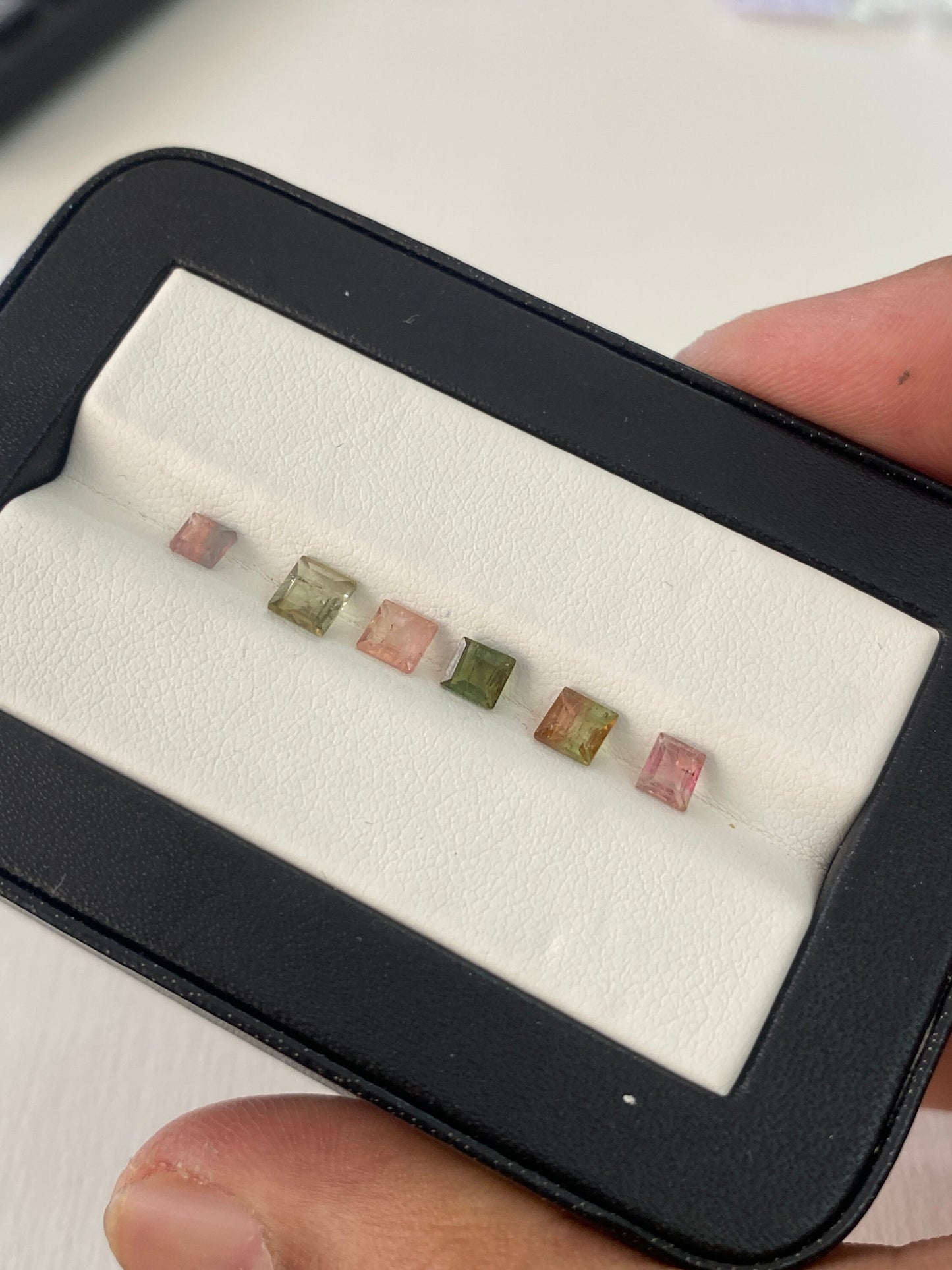 Watermelon Tourmaline cutstones pcs 6 wt 2 carats small size 3-4mm tourmaline cuts princess squares cutstones Watermelon tourmaline cut