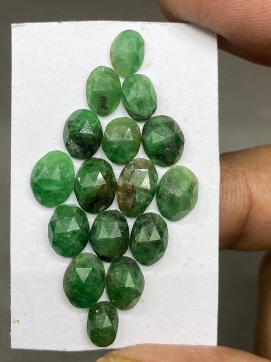 Nice tsavorite rosecut green garnet rosecut  green color weight 24 cts size 7x5-9x6mm pcs 16 Tsavorite garnet rosecut