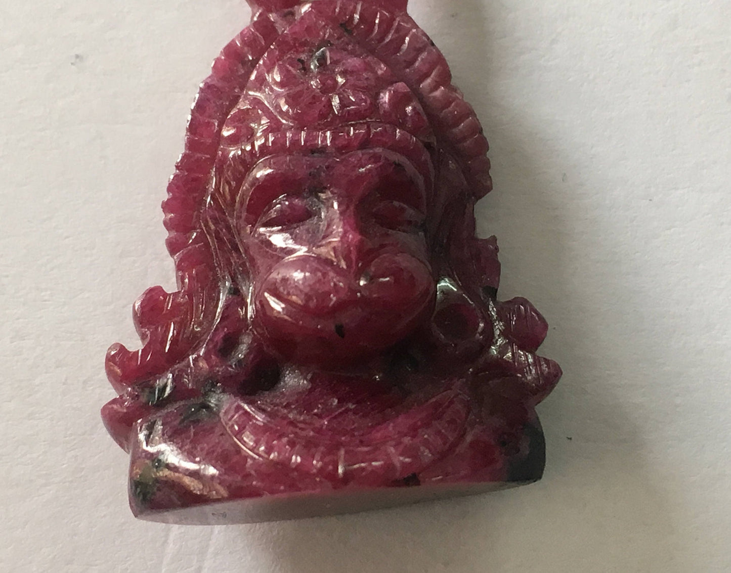 Beautiful Lord Hanuman  Carving rare ruby weight 43 carats size 36x22mm lord Hanuman carving rare ruby gem